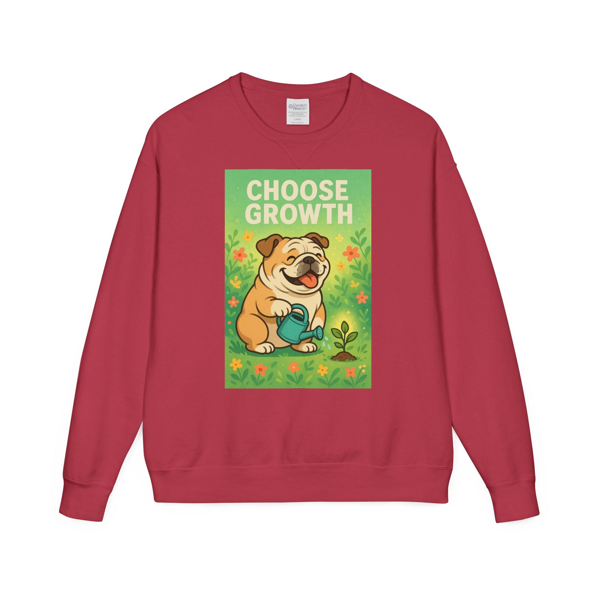 Choose Growth English Bulldog Sweatshirt, Cute Dog Sweater, Positive Vibe Apparel, Gift for Dog Lovers, Cozy Crewneck