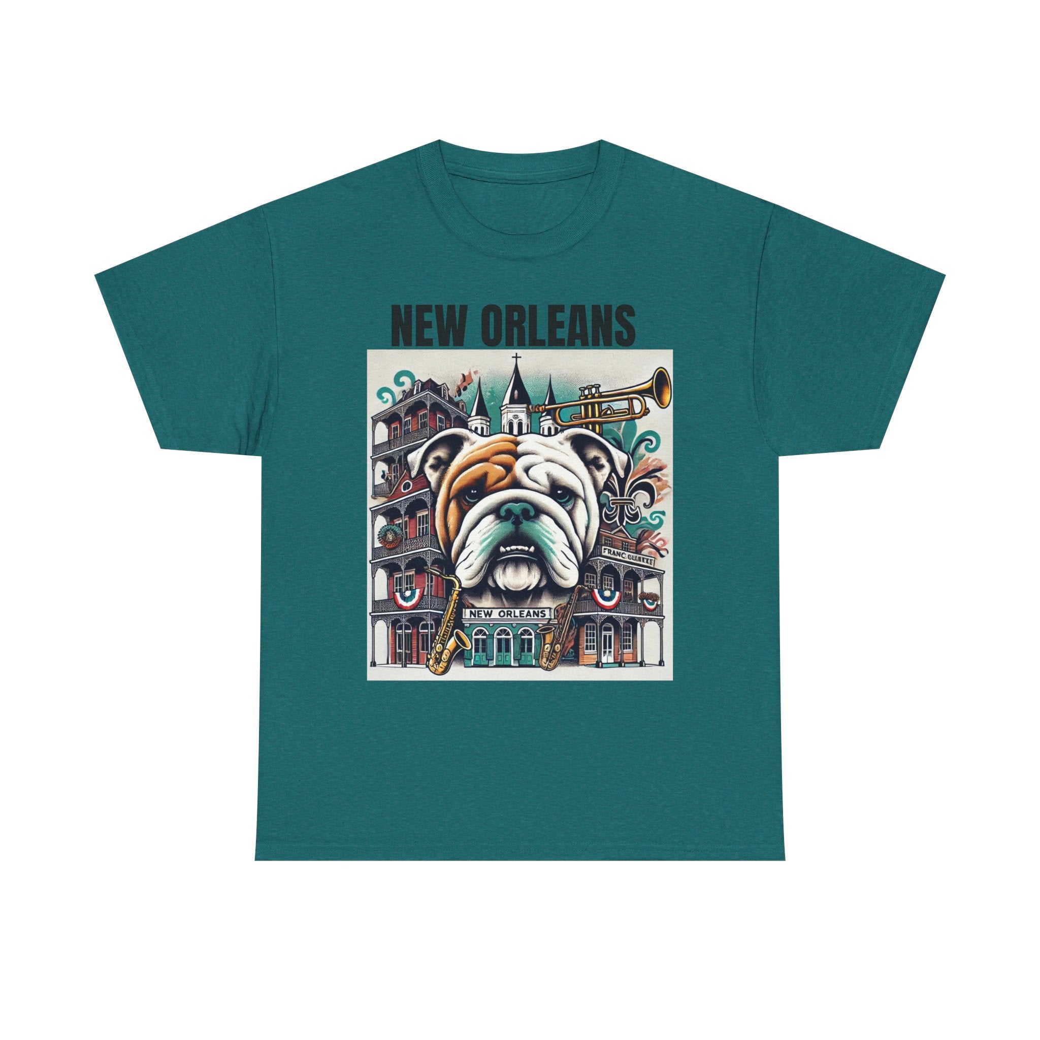 Vintage New Orleans Bulldog Art Unisex Heavy Cotton Tee
