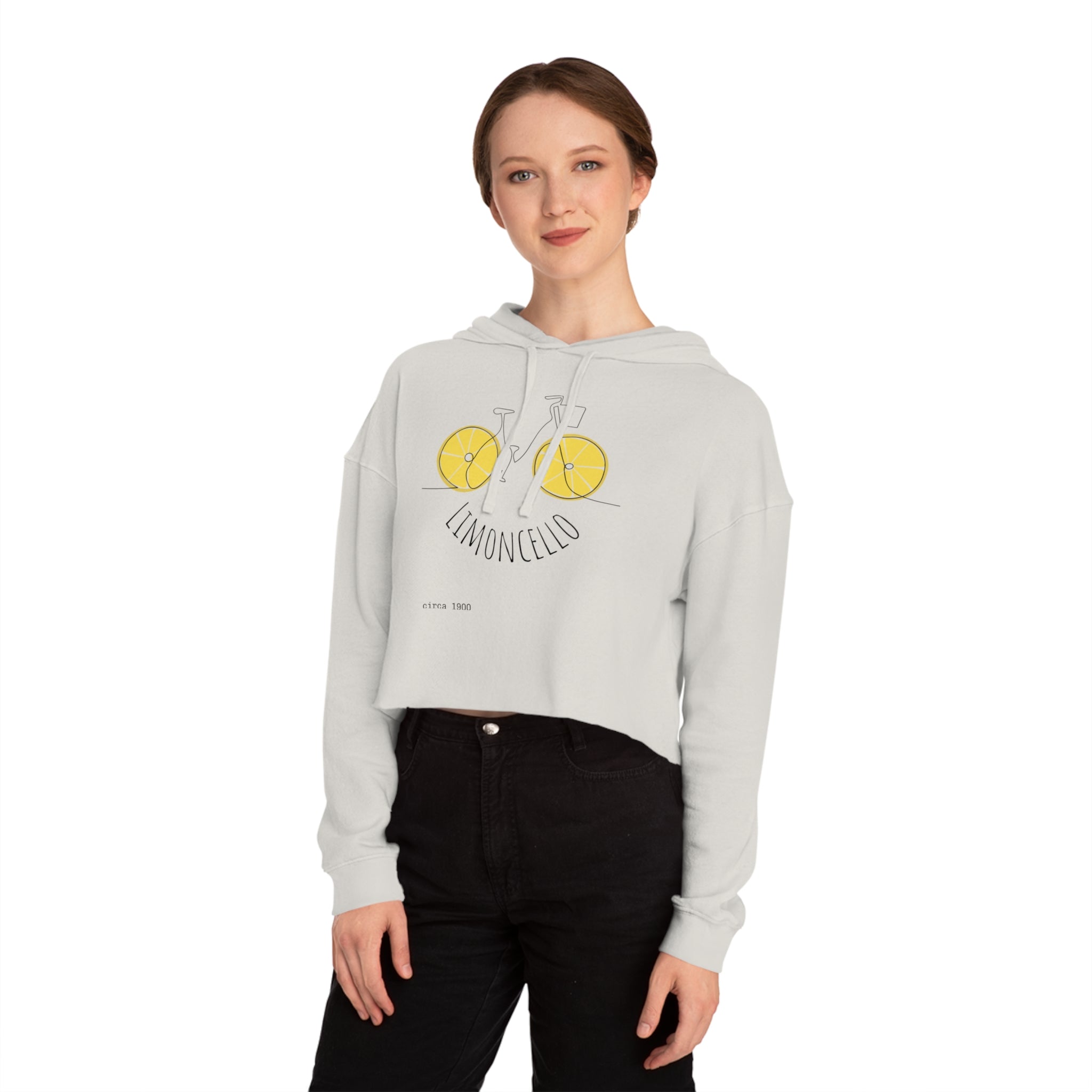 Limoncello Bicycle Lemon Wheels Crop Hoodie