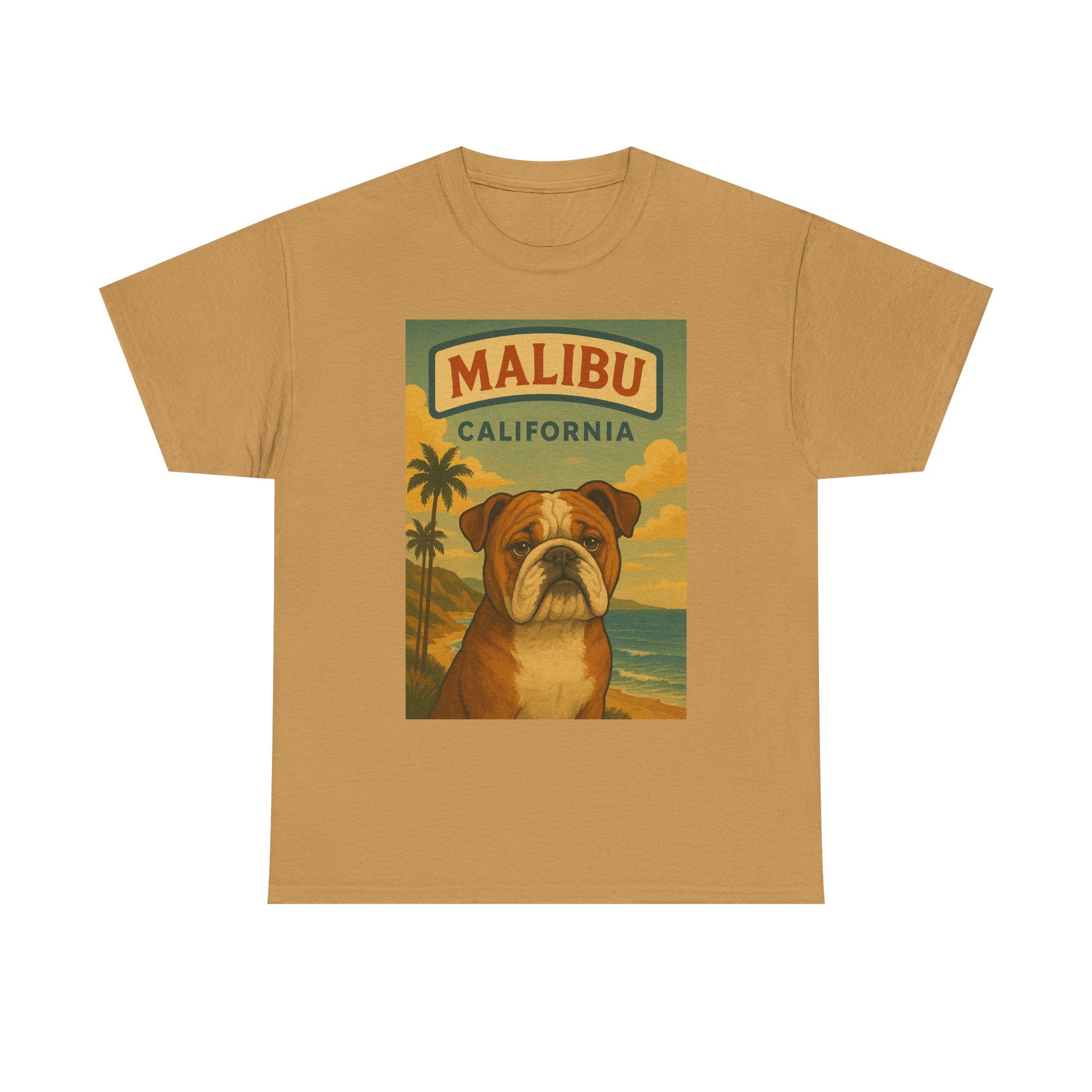 Vintage Bulldog Malibu California T-Shirt - Unisex Heavy Cotton Tee