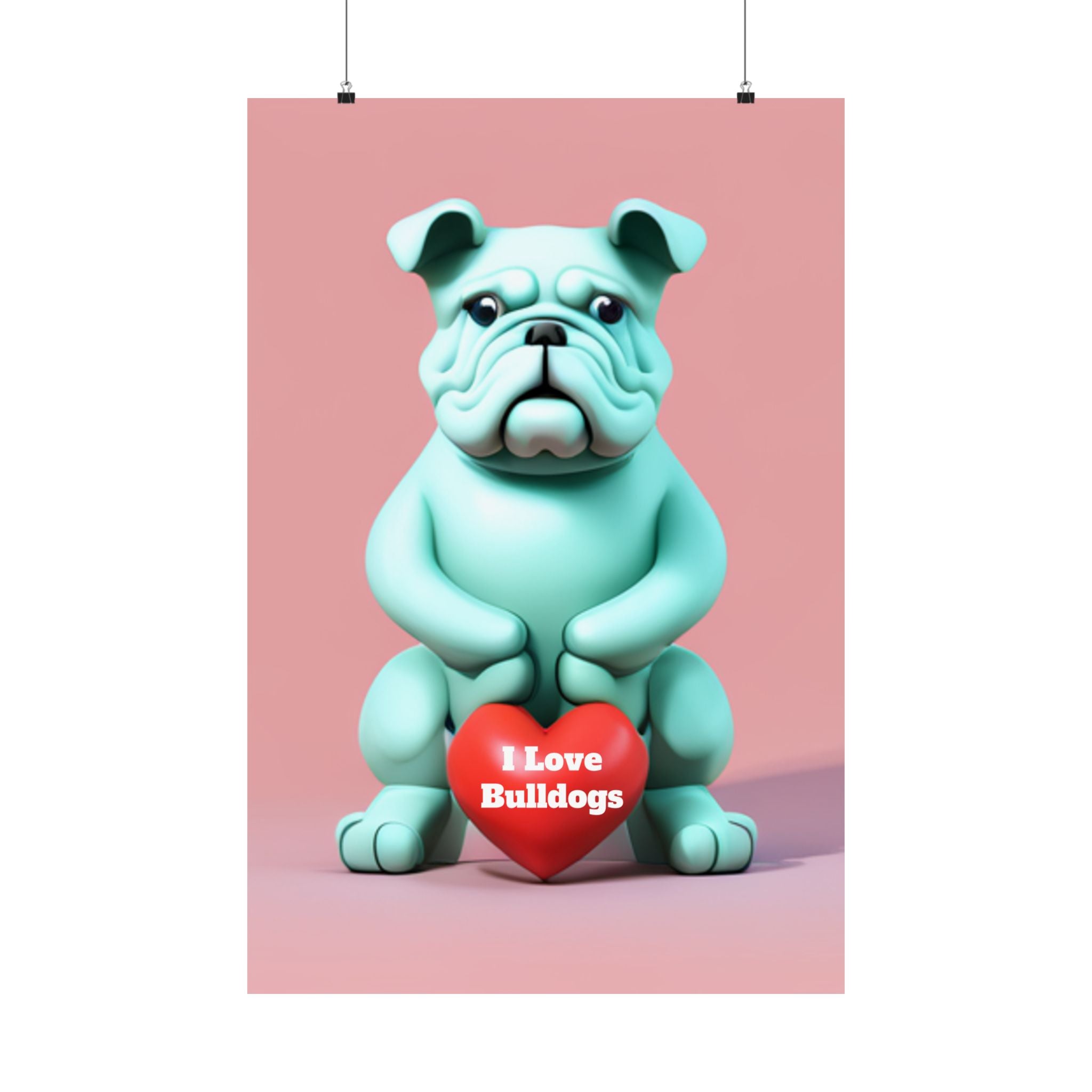 Bulldog Art Print, Bulldog Poster, Bulldog Wall Art , I love Bulldogs, English Bulldog On Matte Vertical Posters