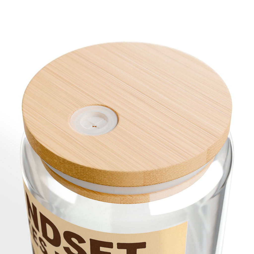 Mindset Makes Moves Sipper Glass – 16oz Motivational Chess Pug Drink Jar