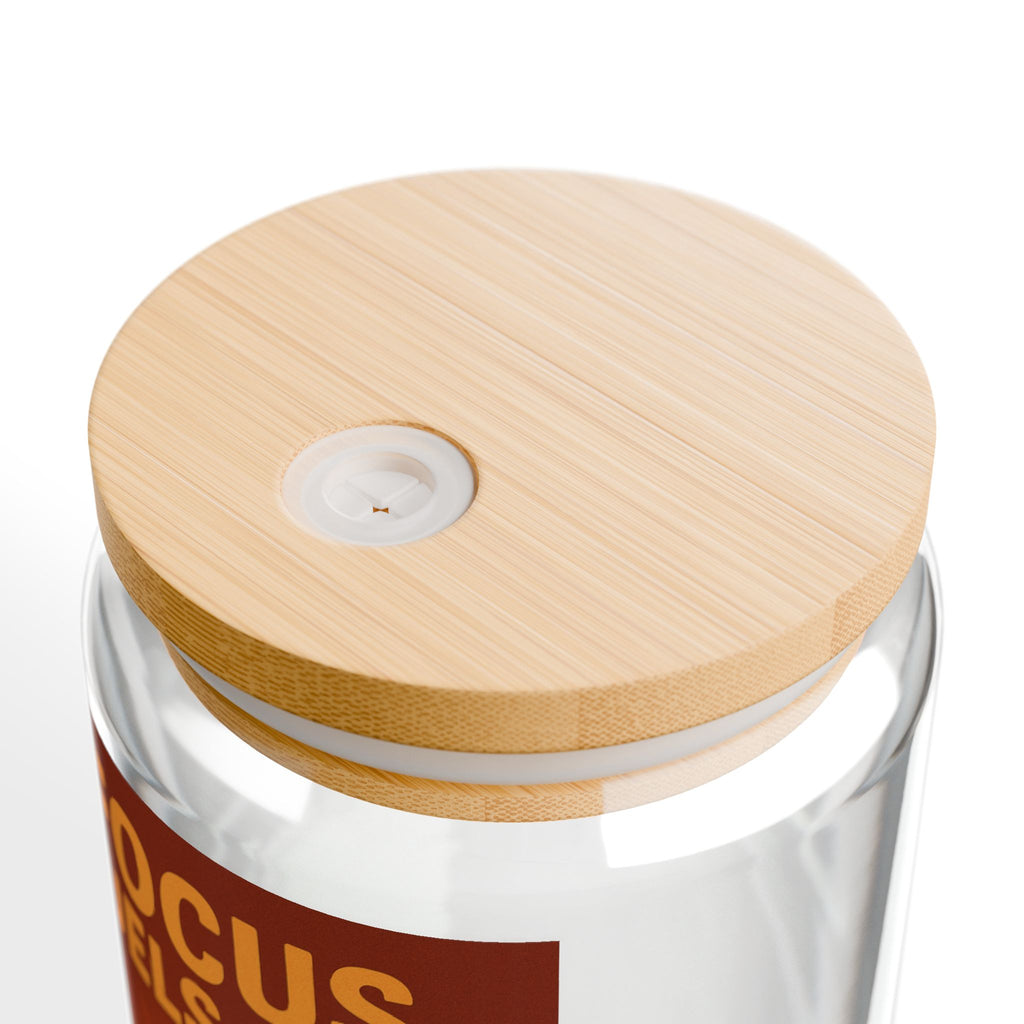 Focus Fuels Fire Sipper Glass 16oz Motivational Pug Drink Jar