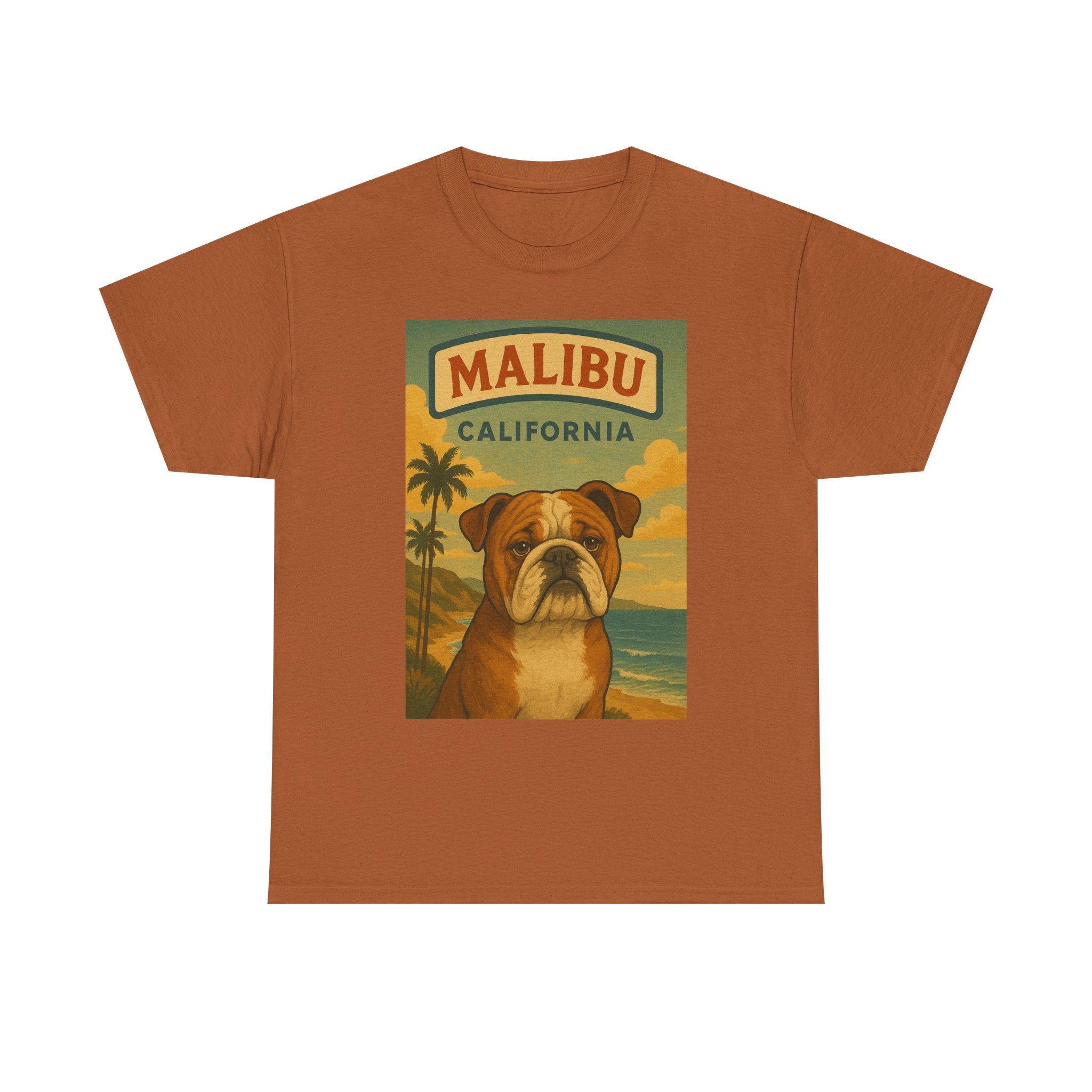 Vintage Bulldog Malibu California T-Shirt - Unisex Heavy Cotton Tee