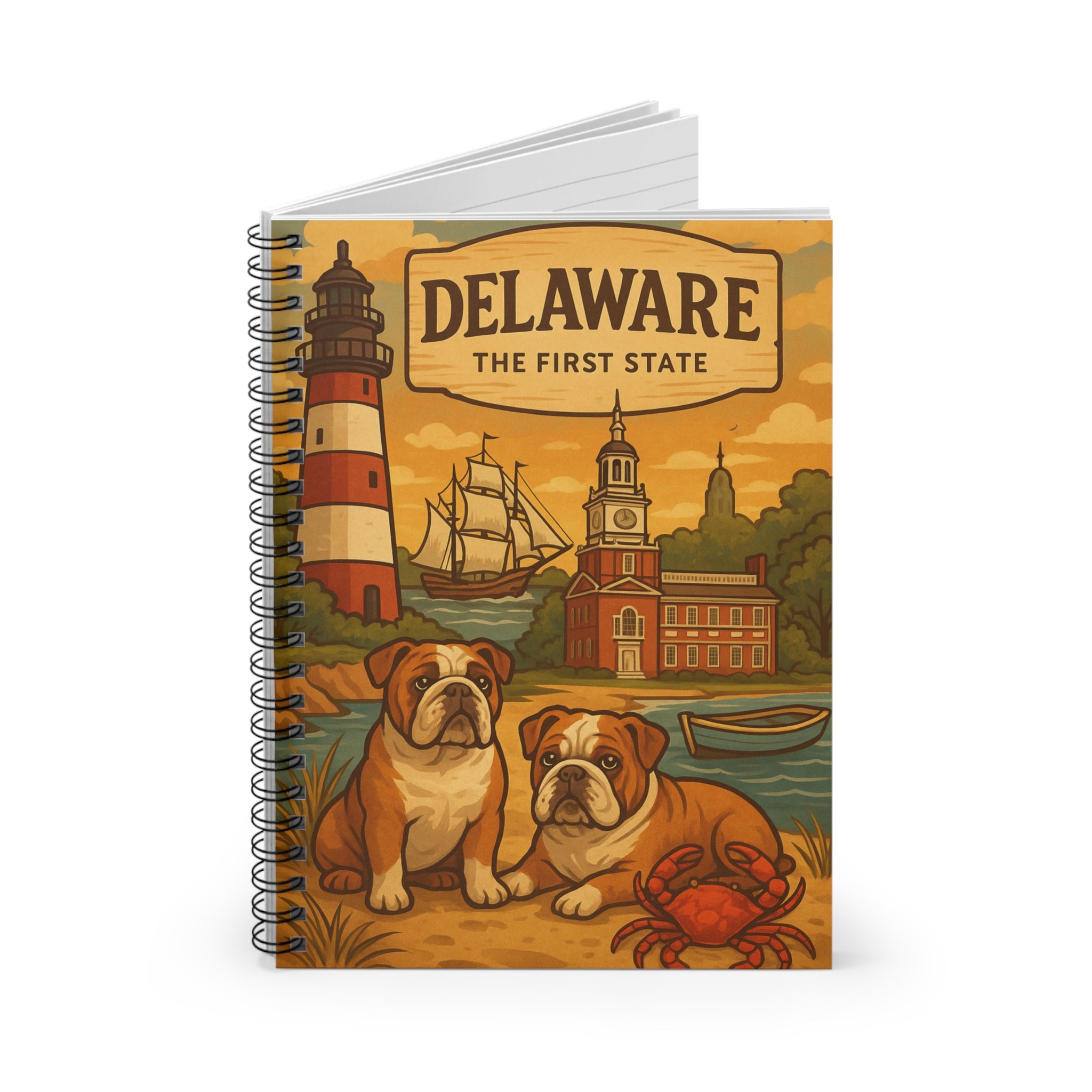 Delaware Bulldogs Spiral Notebook - Cute Pet Design, Great for Journaling, Gifts, School & Stationery, Ideal for Pet Lovers