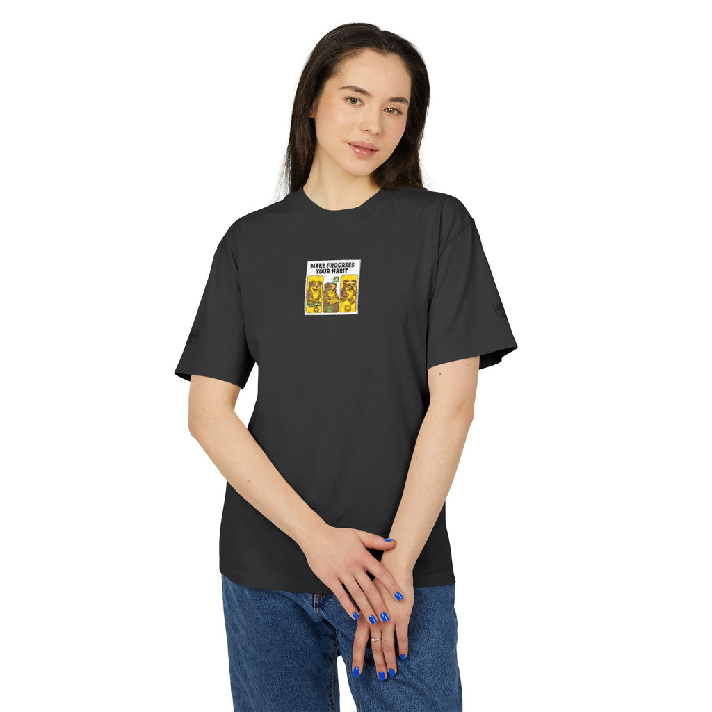 Vintage Sunflower Comic Tee "Make Progress Your Habit" Graphic T-Shirt