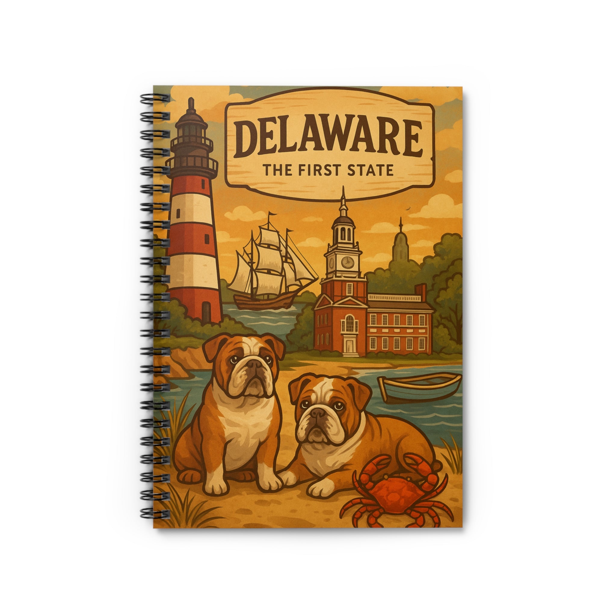 Delaware Bulldogs Spiral Notebook - Cute Pet Design, Great for Journaling, Gifts, School & Stationery, Ideal for Pet Lovers