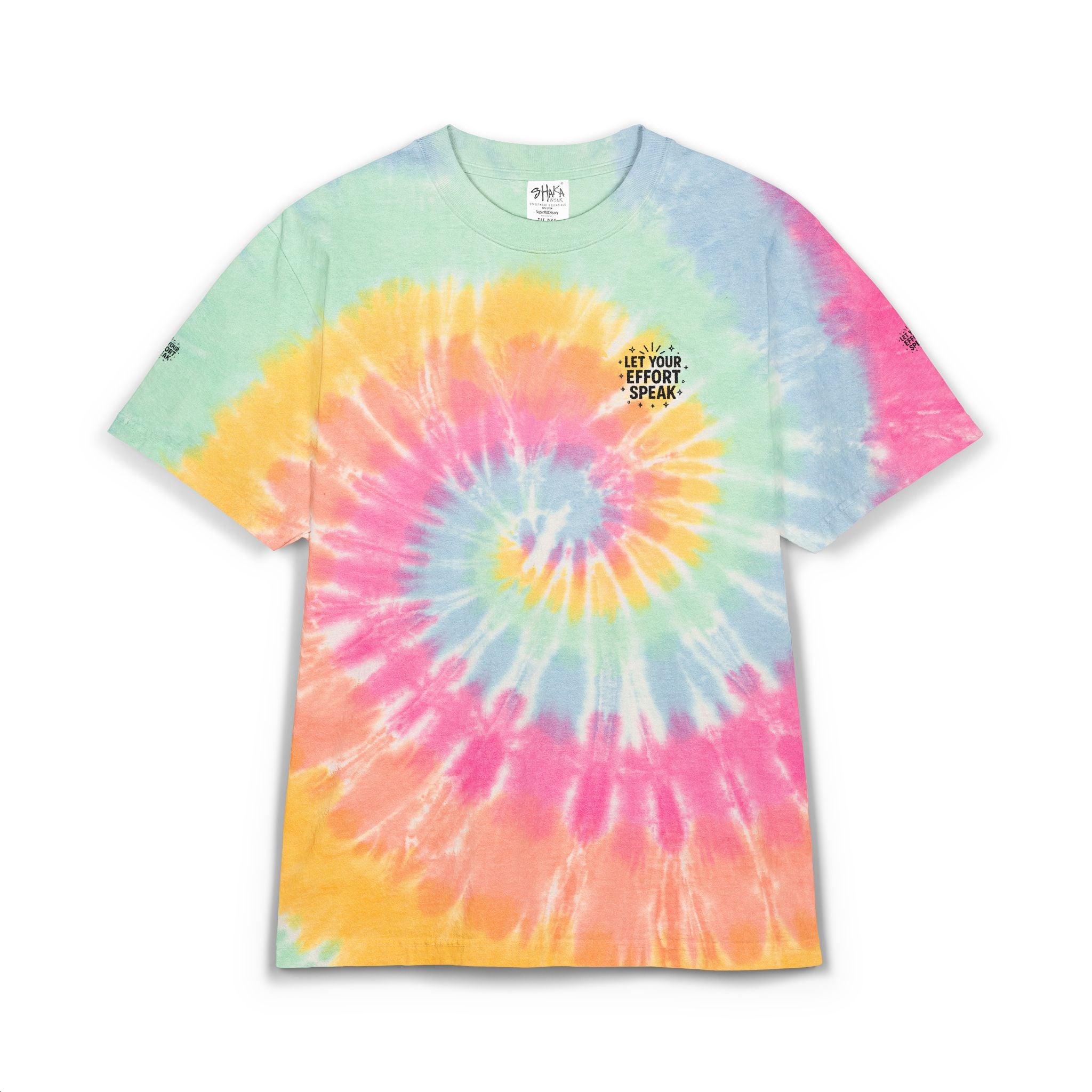 Tie-Dye Spiral Tee Let Your Efforts Speak Oversized Embroidered Rainbow T-Shirt