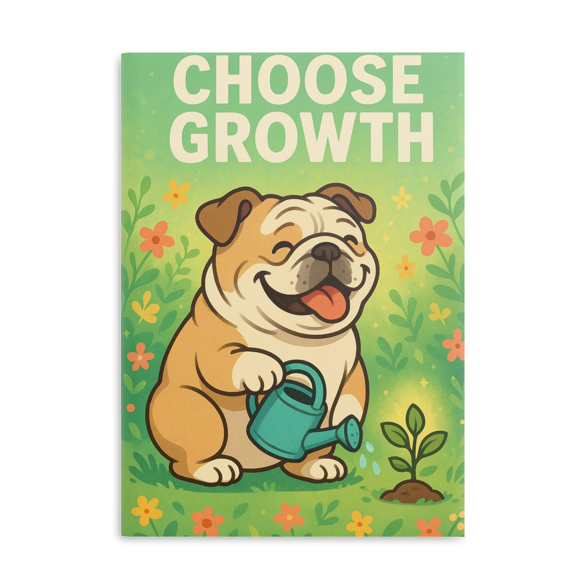 Cute Dog Hardcover Notebook - Choose Growth, Journal Gift, Stationery, Planner, Student Notepad, Writing Journal