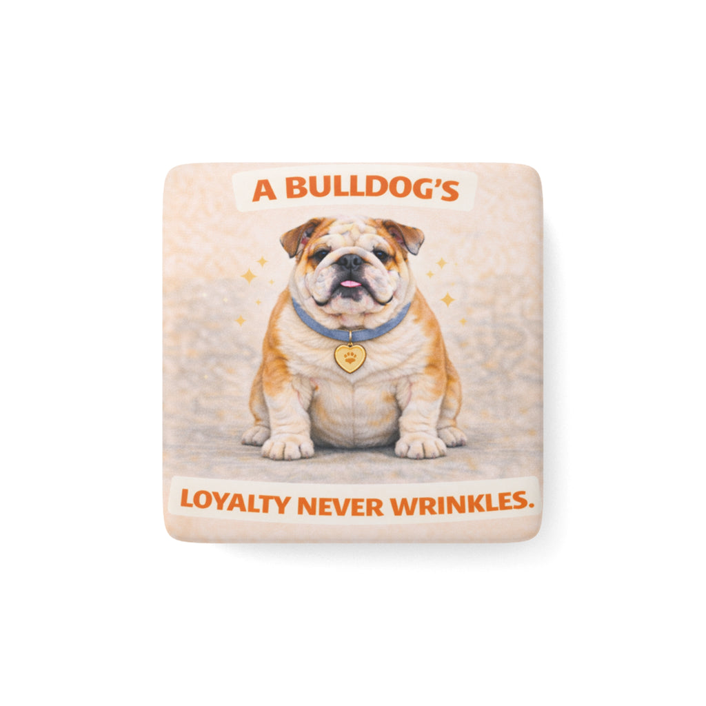 Bulldog illustration Porcelain Magnet | Loyalty Never Wrinkles