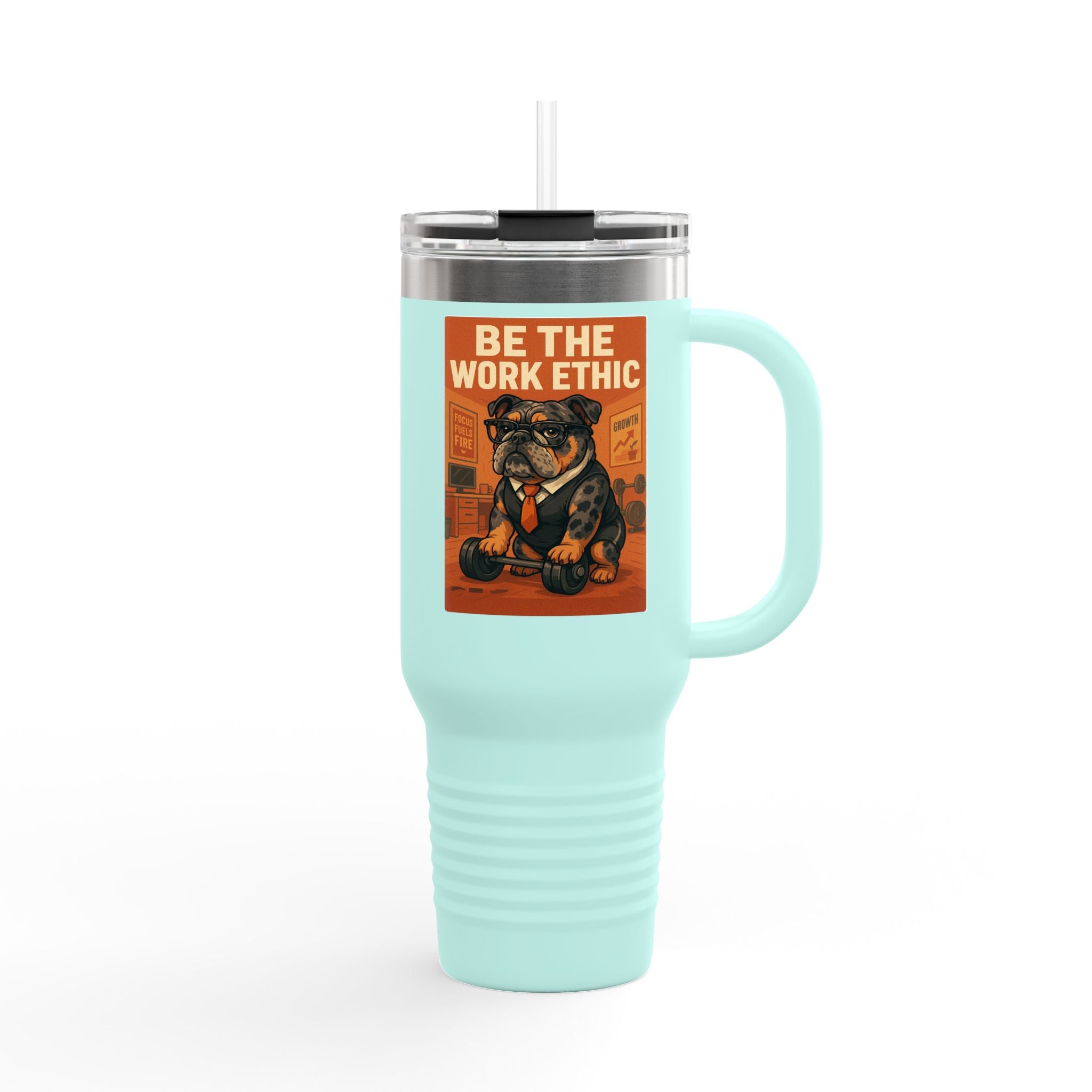 Motivational English Bulldog Insulated Travel Mug | 40oz | Perfect for On-the-Go, Work, Gym, & Inspiring Moments | Dog Lover, Unique Gift