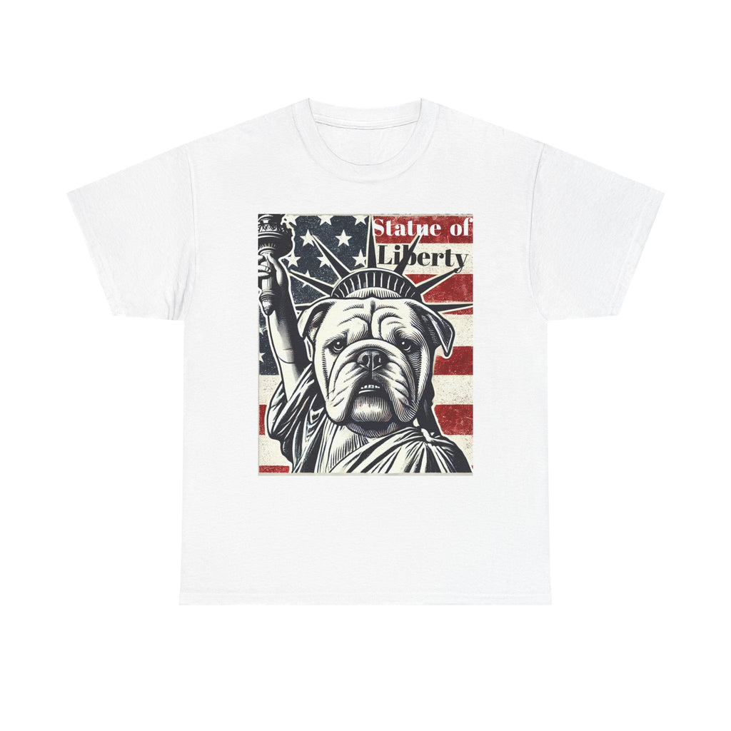 Patriotic Bulldog Tee - Statue of Liberty Design