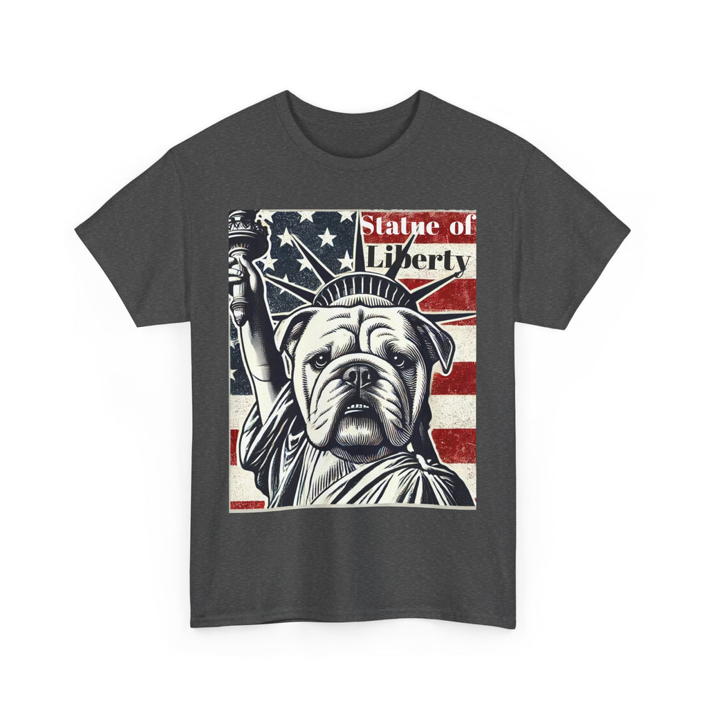 Patriotic Bulldog Tee - Statue of Liberty Design