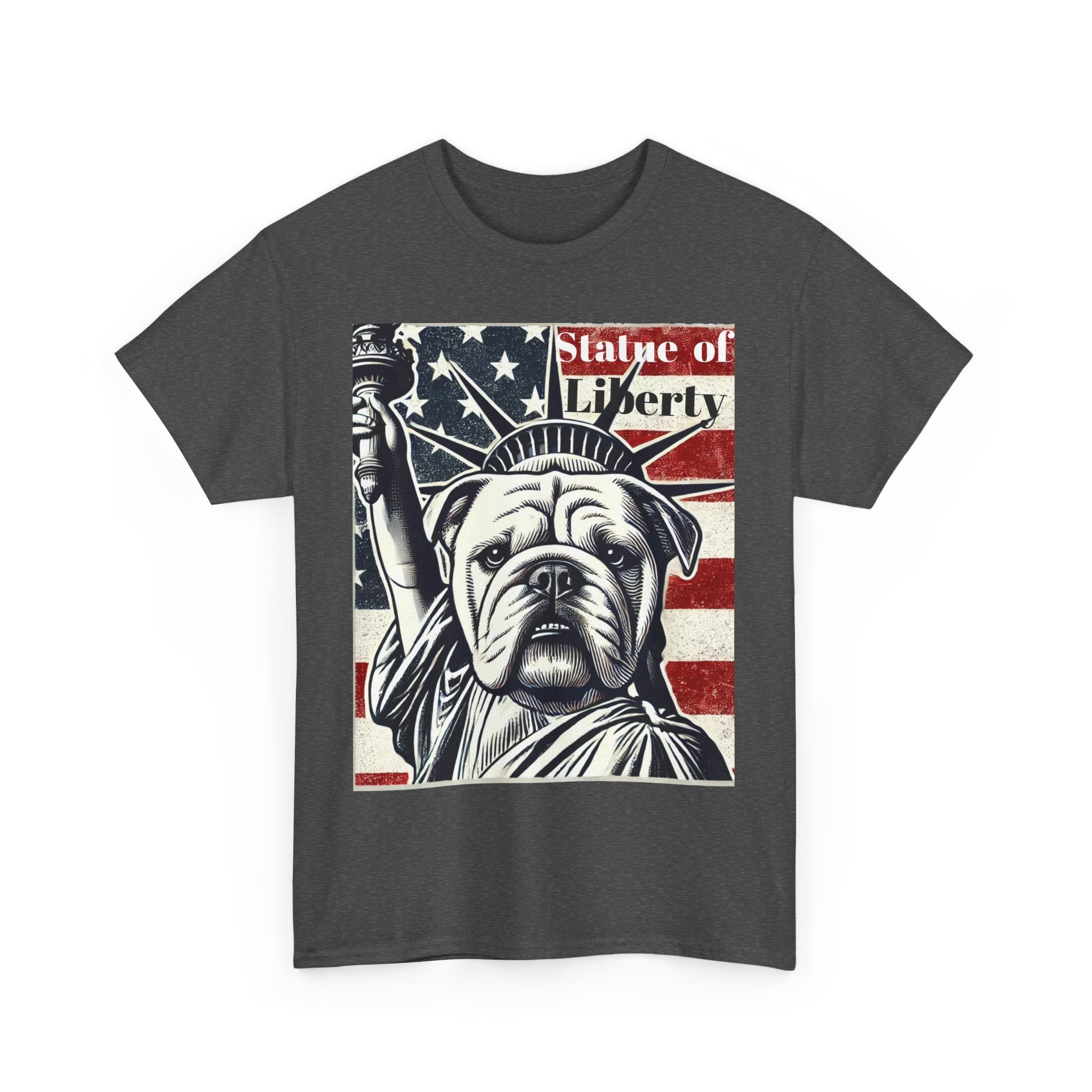 Patriotic Bulldog Tee - Statue of Liberty Design