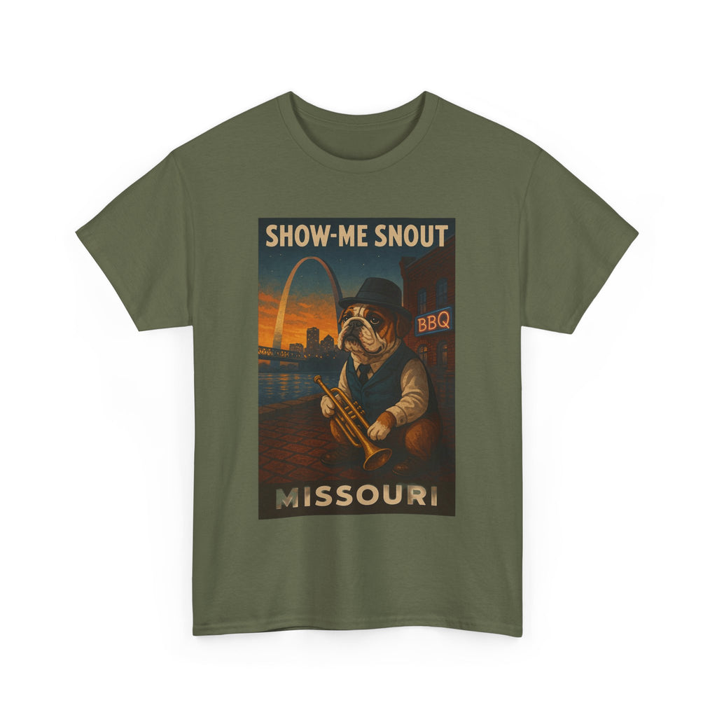 Show-Me Snout Missouri Unisex Heavy Cotton Tee -BBQ Lovers and Music Enthusiasts