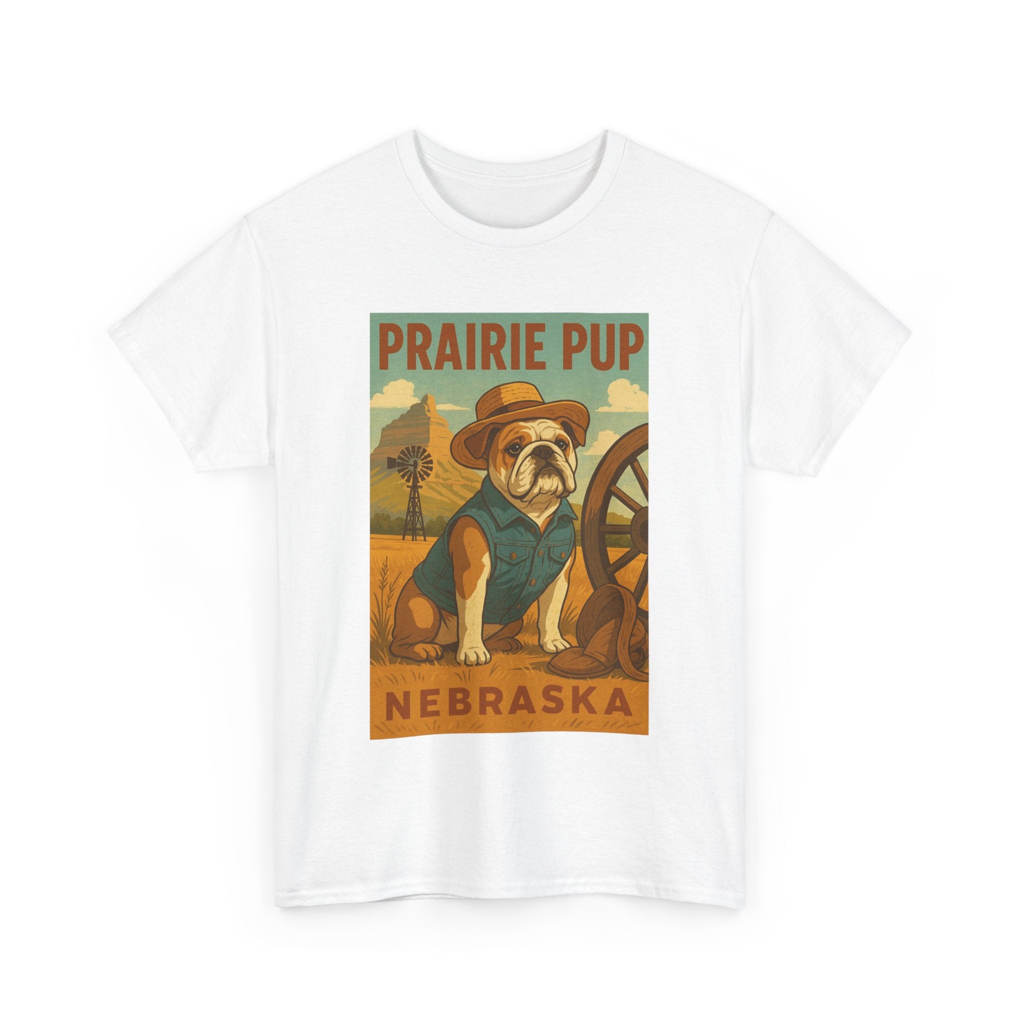 Nebraska Prairie Pup Unisex Heavy Cotton Tee Nebraska Dog Design