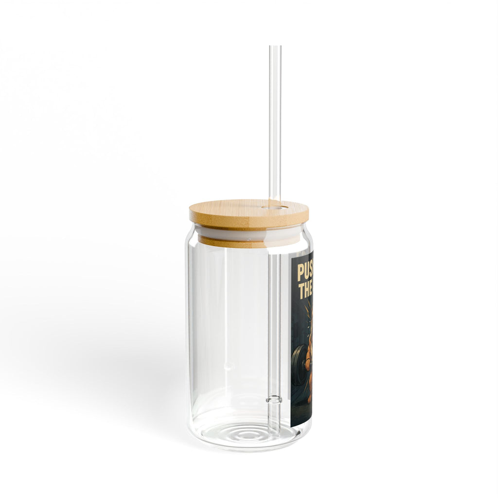 Push Past The Limits Bulldog Sipper Glass - 16oz Motivational Fitness Tumbler