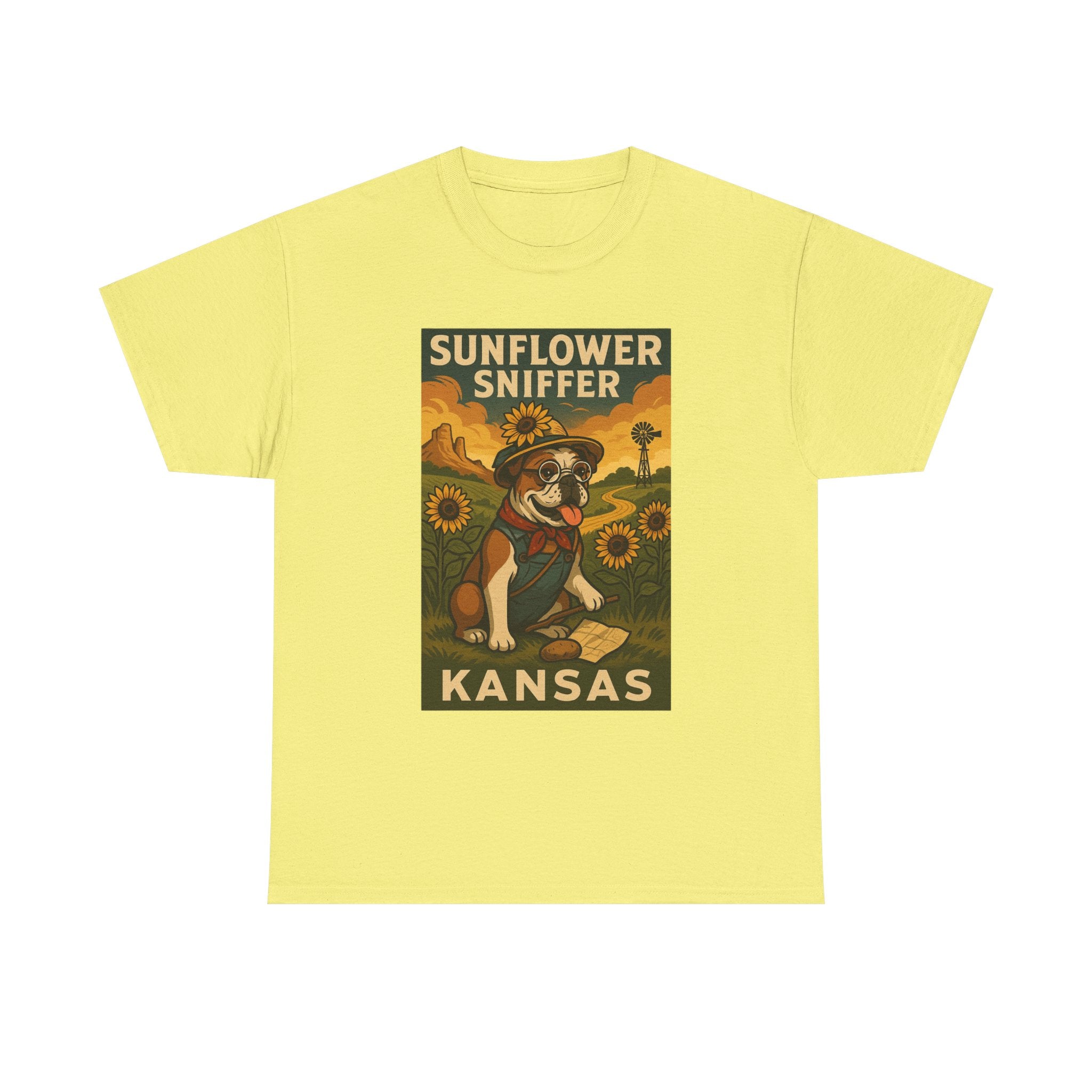 Kansas Sunflower Sniffer Unisex Heavy Cotton Tee Dog Lovers Apparel