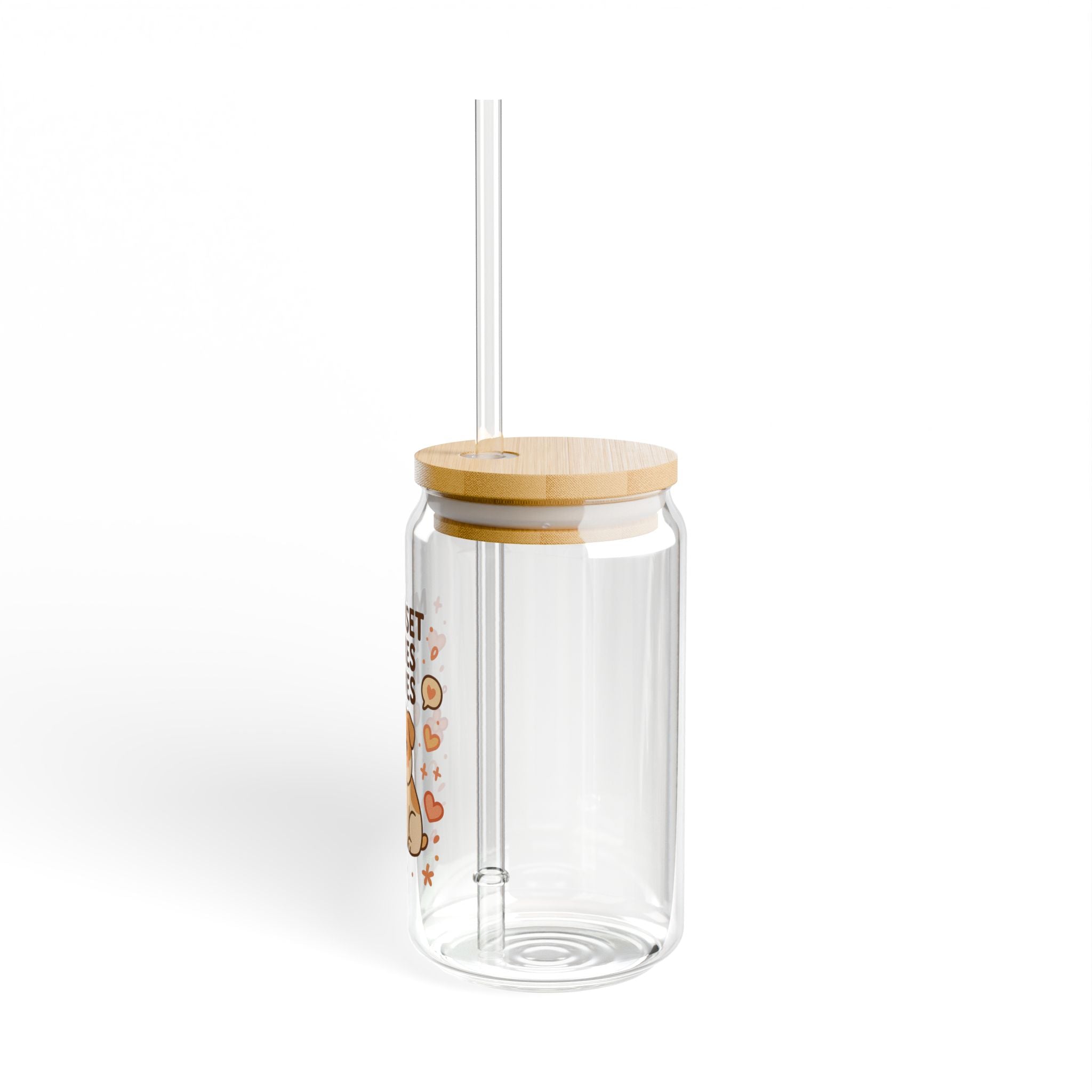 Mindset Makes Moves 16oz Sipper Glass – Cute Pug Motivational Drinking Tumbler