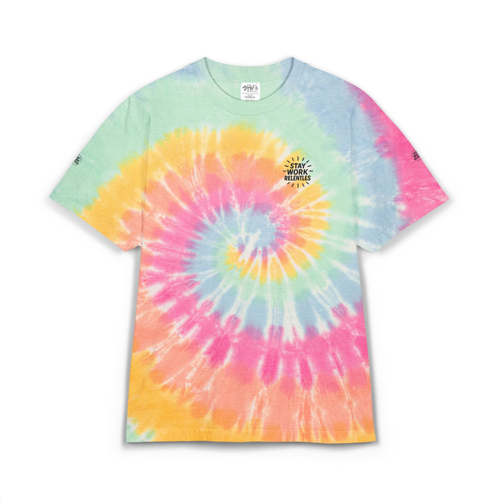 Tie-Dye Spiral Oversized T-Shirt Stay Work Relentless Rainbow Embroidered Spiral Tee
