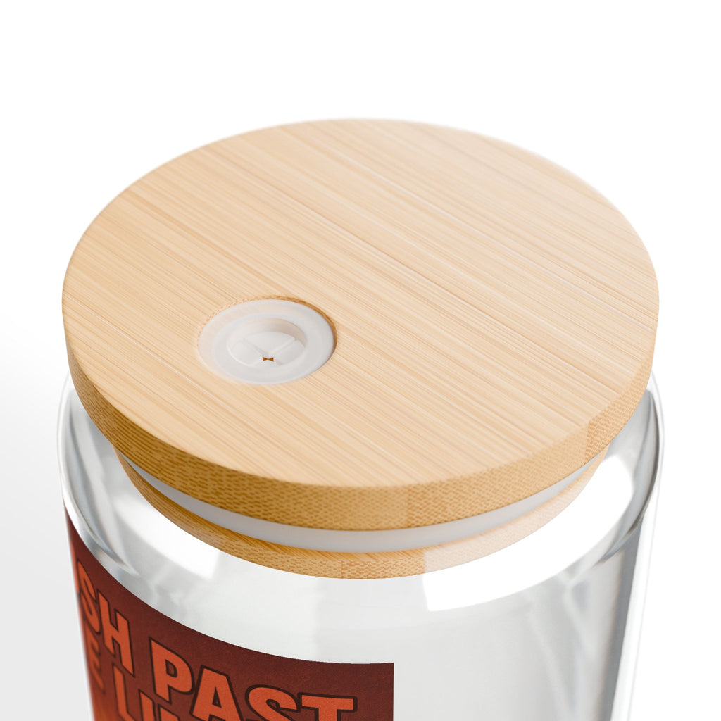 Sipper Glass - Motivational 'Push Past The Limits' Bulldog Weightlifting Design, 16oz