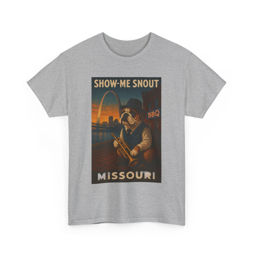 Show-Me Snout Missouri Unisex Heavy Cotton Tee -BBQ Lovers and Music Enthusiasts