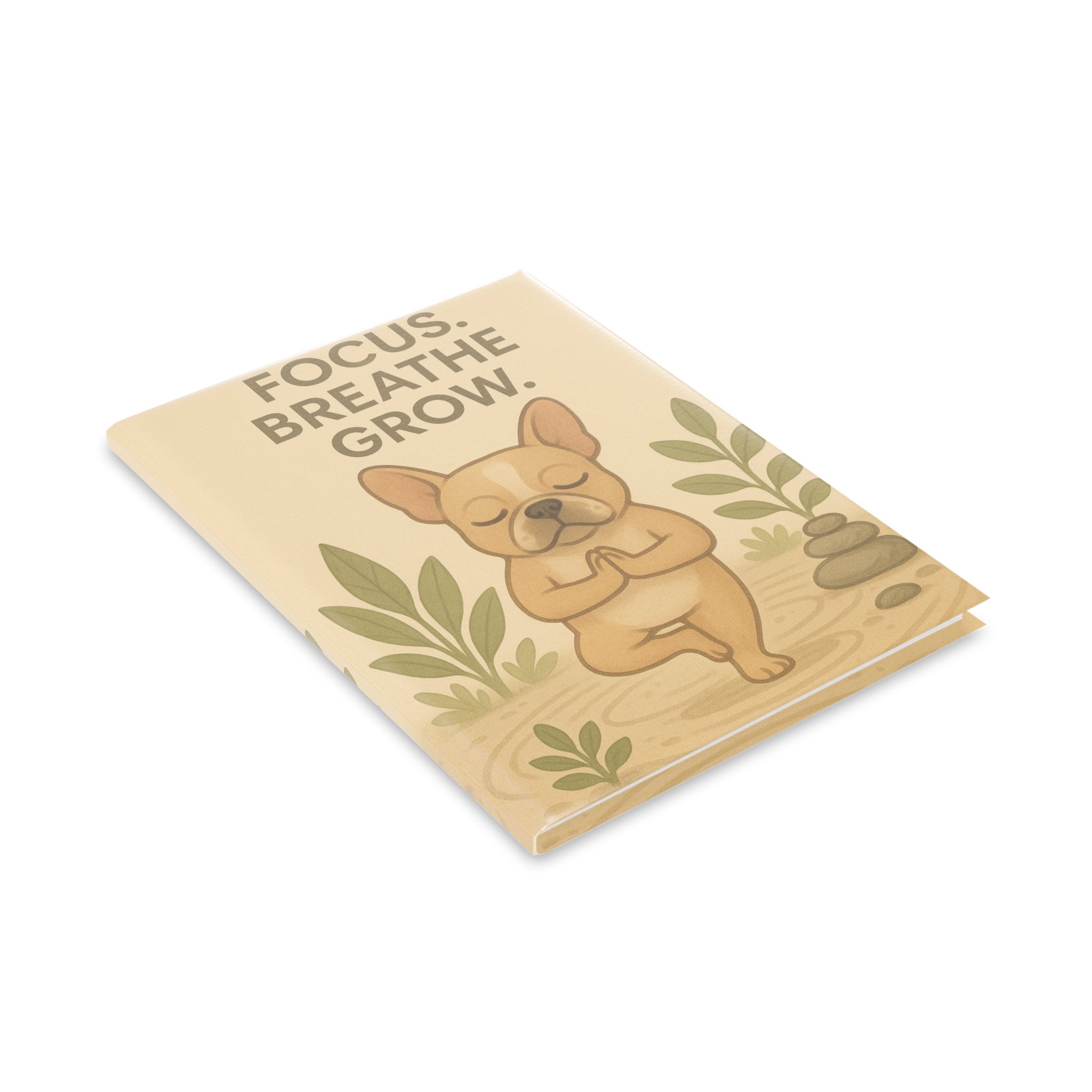 Mindfulness Hardcover Notebook, Focus Breathe Grow Journal, Cute Dog Design, Stress Relief Gift, Inspirational Stationery,Gratitude Journal