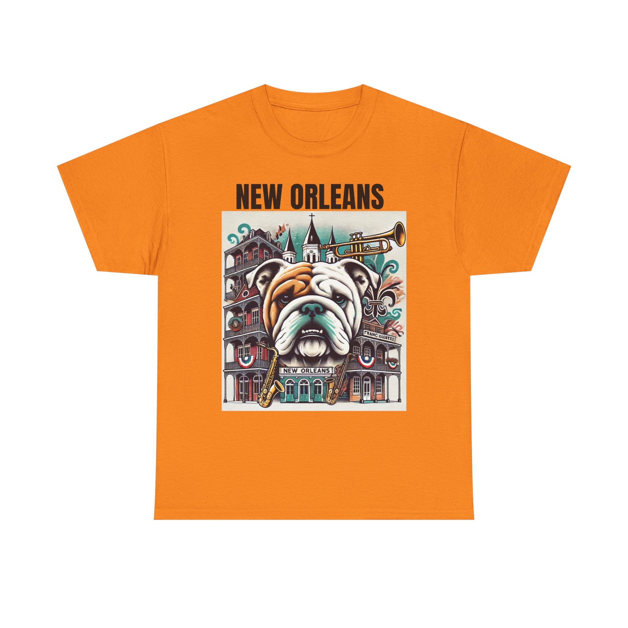 Vintage New Orleans Bulldog Art Unisex Heavy Cotton Tee