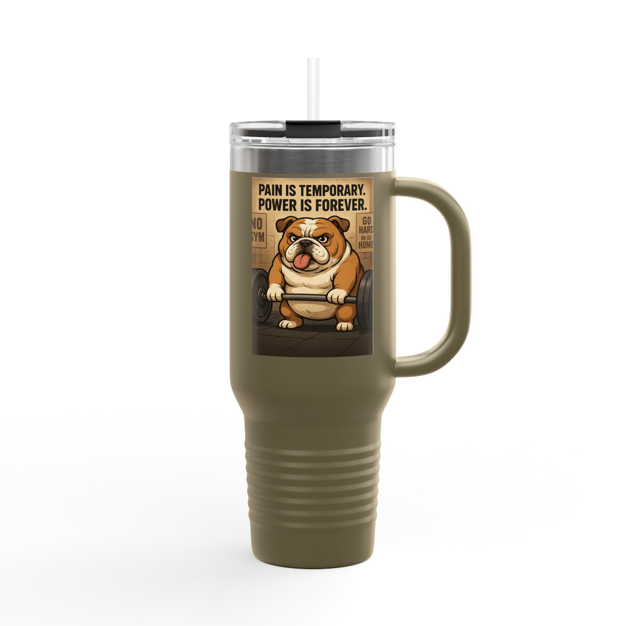 Funny Bulldog Insulated Travel Mug, 40oz | Perfect for Coffee Lovers, Pet Owners, Motivational Gifts, Gifts for Dog Lovers, Cute Drinkware