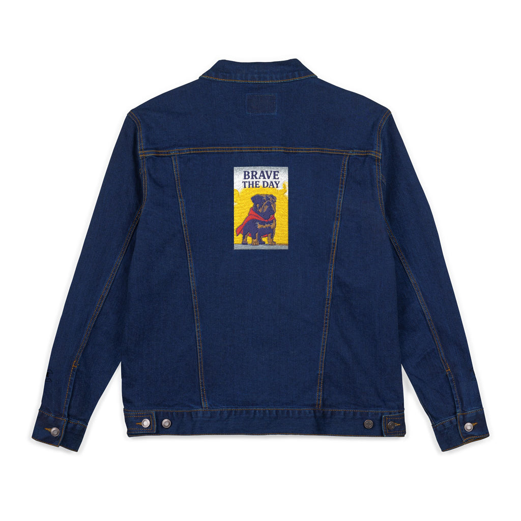 Embroidered Brave The Day Unisex Denim Jacket - Brave & Free Design, Stylish Outerwear, Spring Fashion, Gift for Him/Her, Casual Wear, Jacket with Meaning