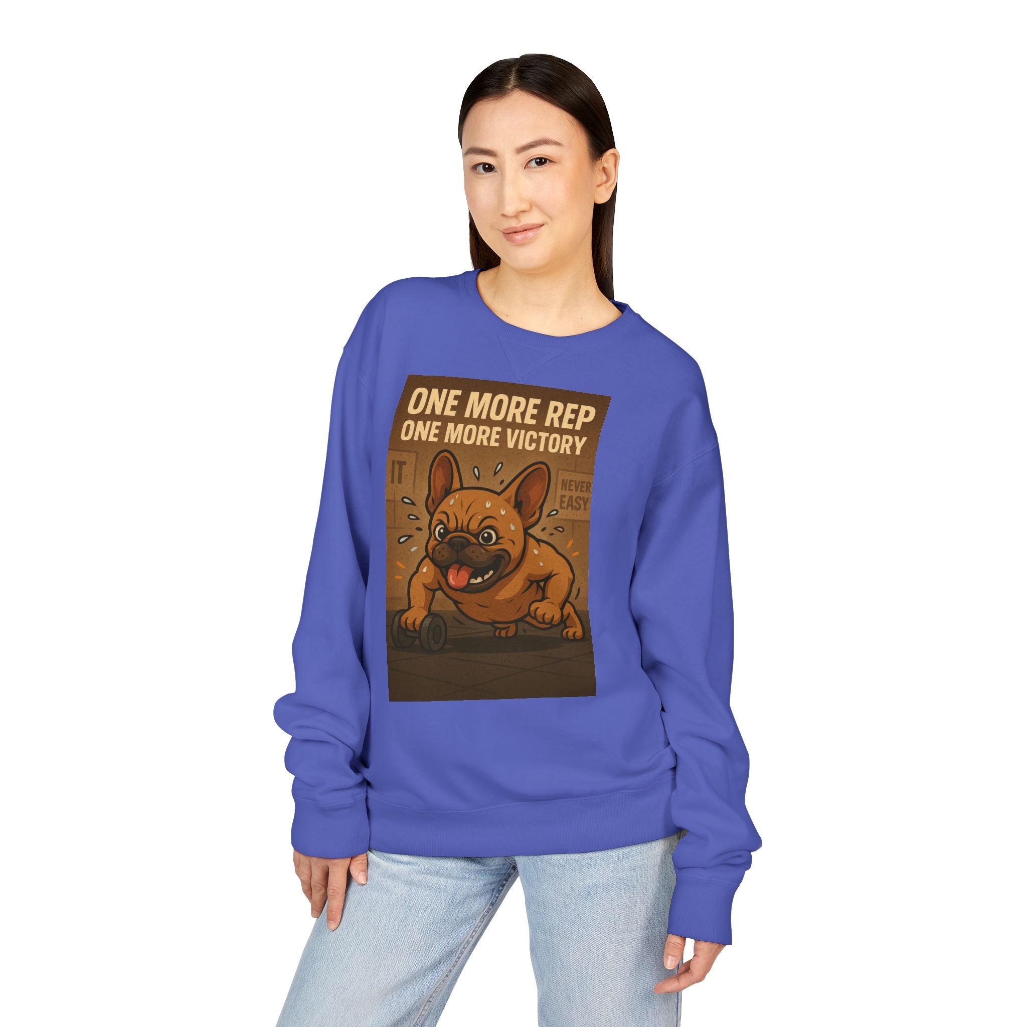 French Bulldog Gym Motivation Sweatshirt, Workout Apparel, Pet Lover Gift, Dog Owner Hoodie, Fitness Sweater, Cute Frenchie Jumper