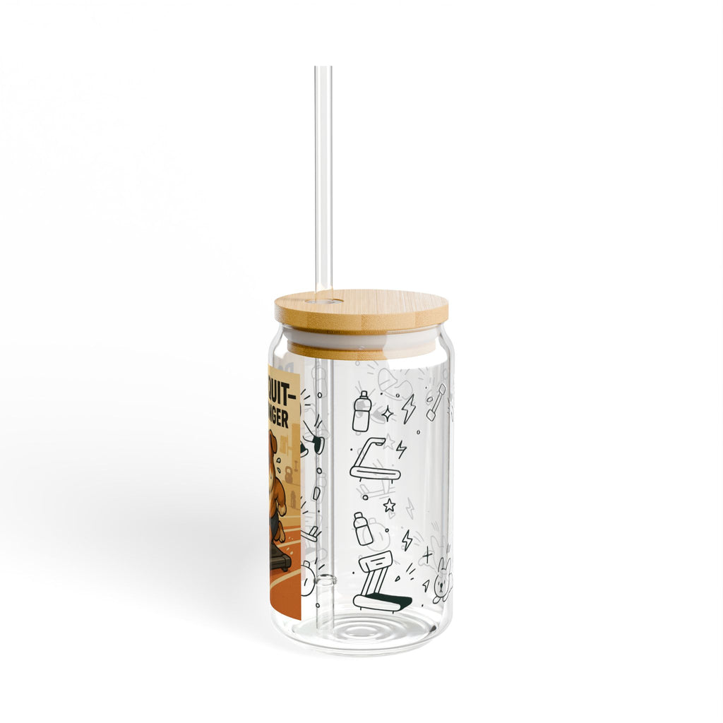 Motivational Sipper Glass - Don't Quit Get Stronger - Fitness, Gym, Workout Water Bottle, Sports Drink Container, Gift for Him/Her