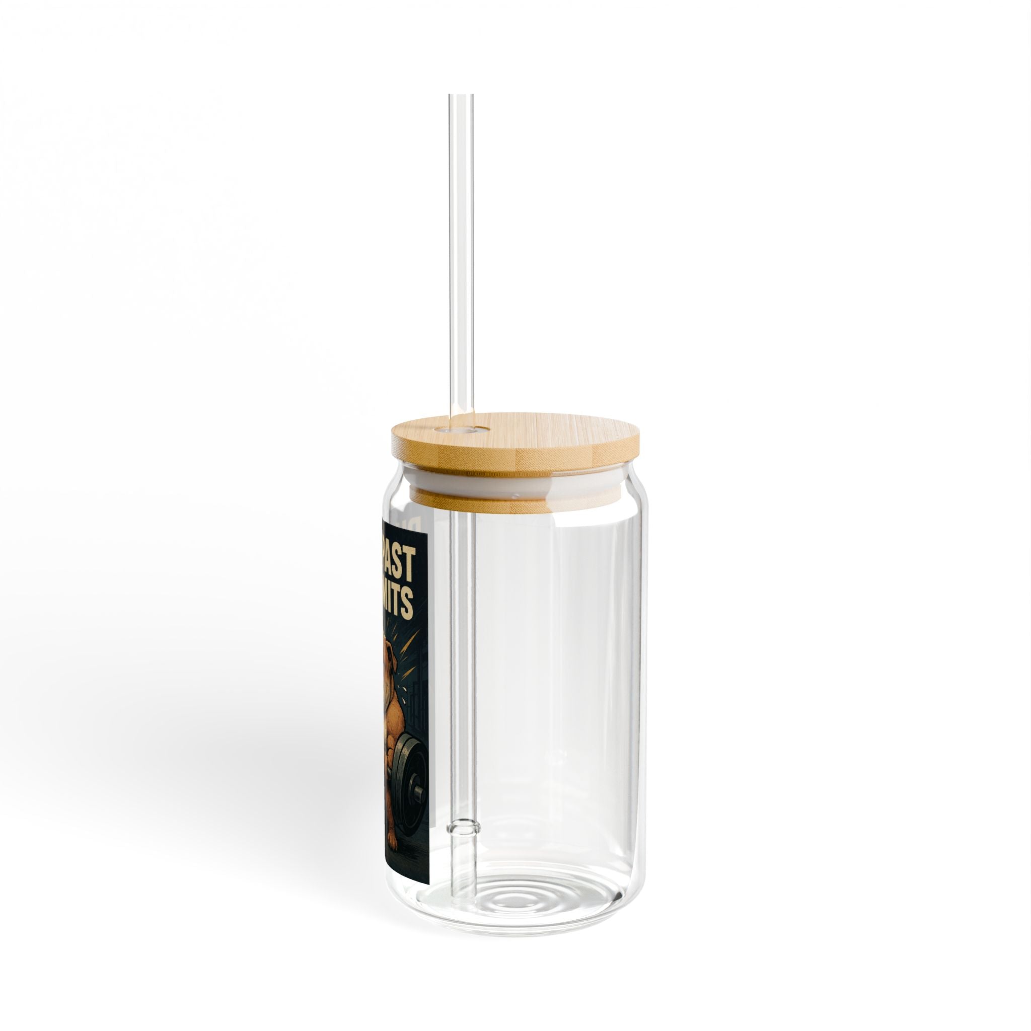 Push Past The Limits Bulldog Sipper Glass - 16oz Motivational Fitness Tumbler