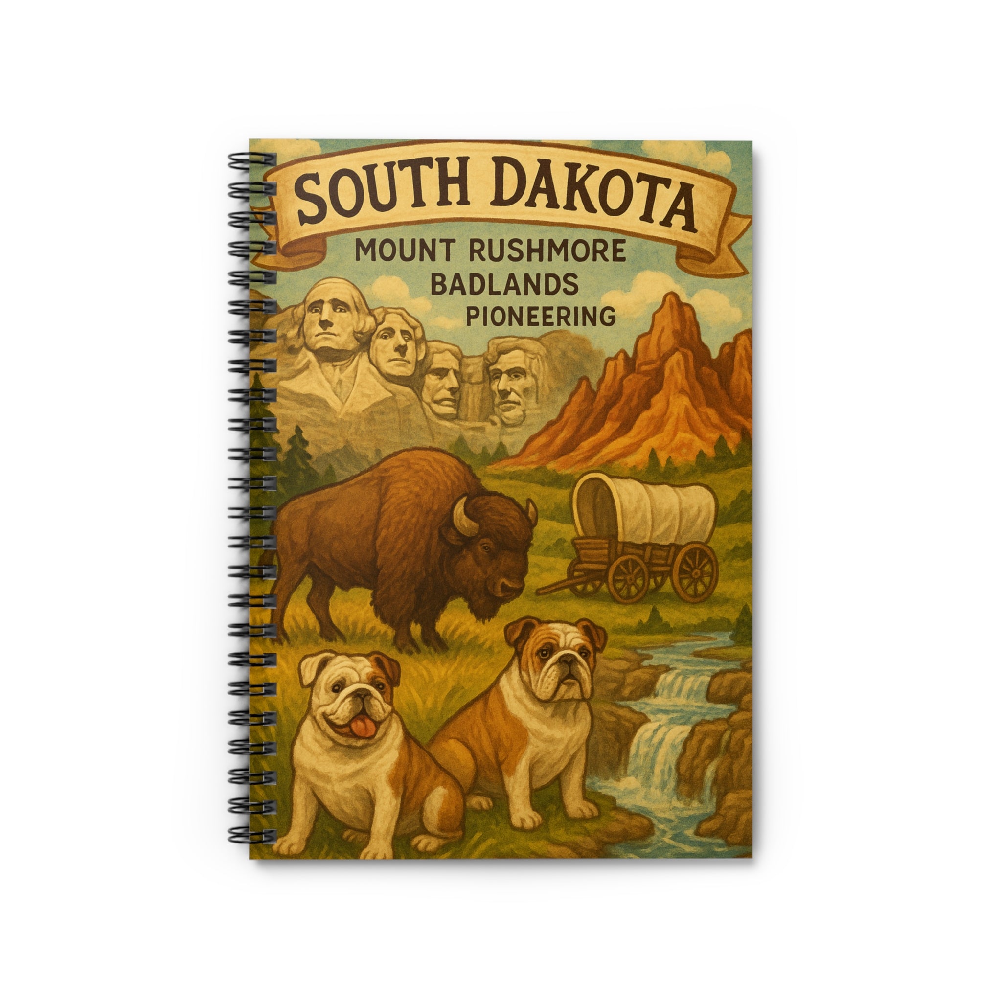 Vintage South Dakota Notebook, Travel Journal, Gift for Travelers, Scenic Notebook, Adventure Logbook, Nature Themed Spiral Pad