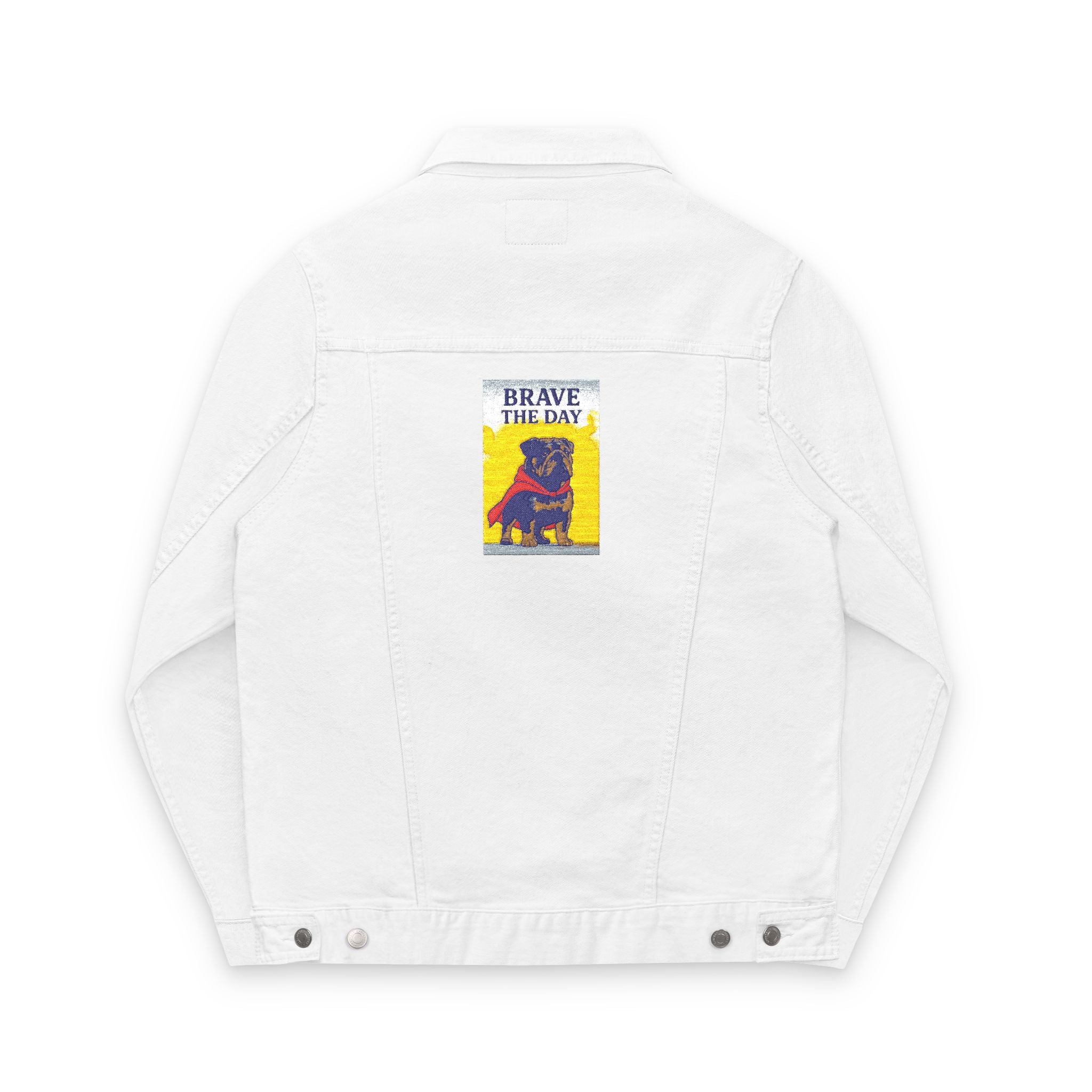 Embroidered Brave The Day Unisex Denim Jacket - Brave & Free Design, Stylish Outerwear, Spring Fashion, Gift for Him/Her, Casual Wear, Jacket with Meaning