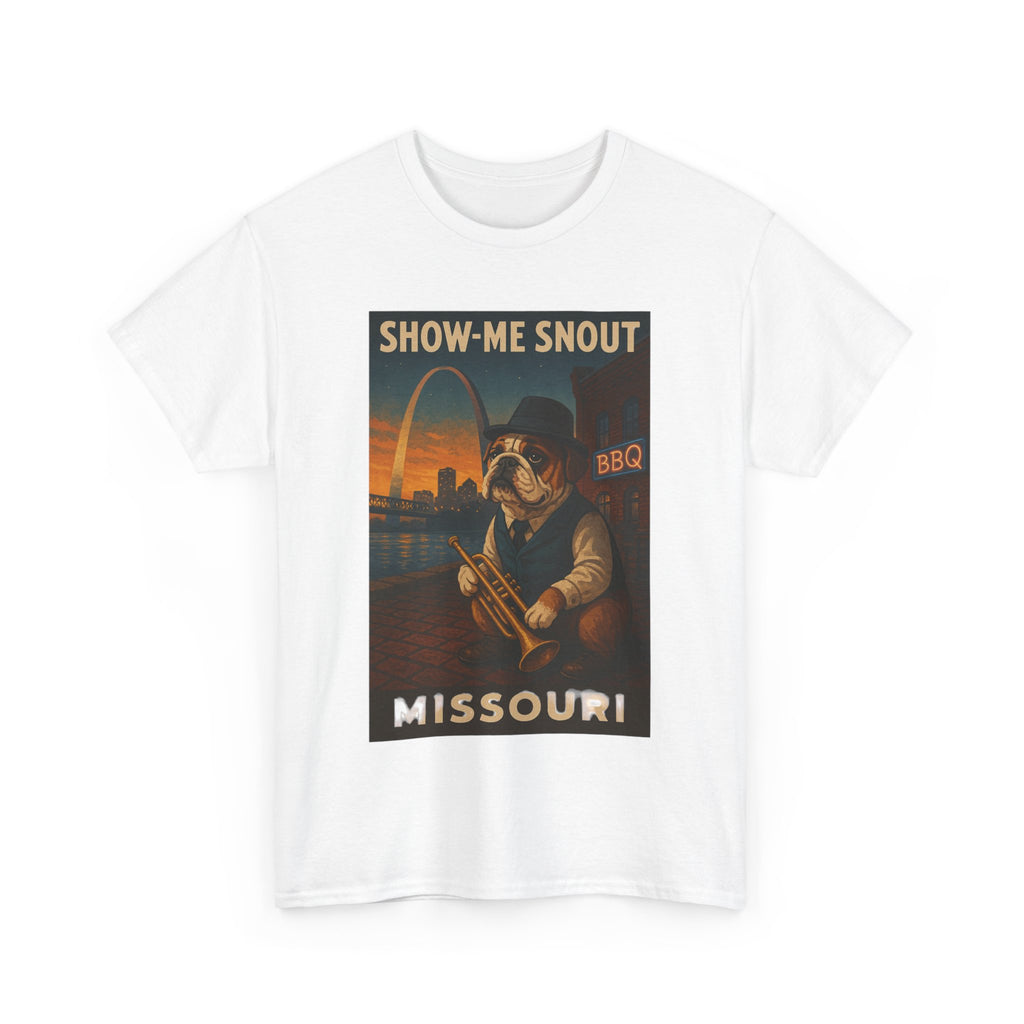Show-Me Snout Missouri Unisex Heavy Cotton Tee -BBQ Lovers and Music Enthusiasts