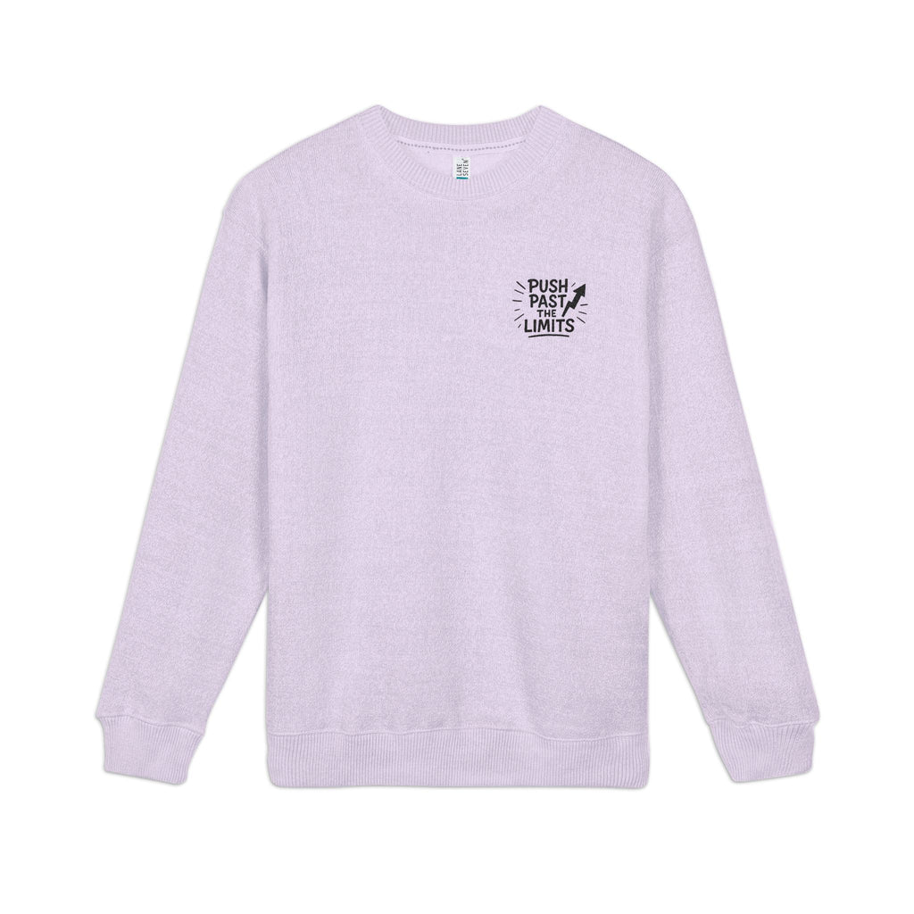 Embroidered Nantucket Crewneck Sweatshirt 'Push Past Limits' Chest Logo, Cozy Brown