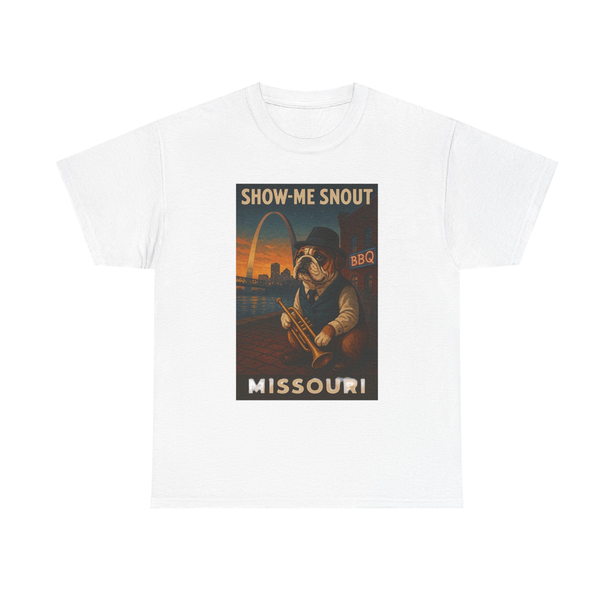 Show-Me Snout Missouri Unisex Heavy Cotton Tee -BBQ Lovers and Music Enthusiasts