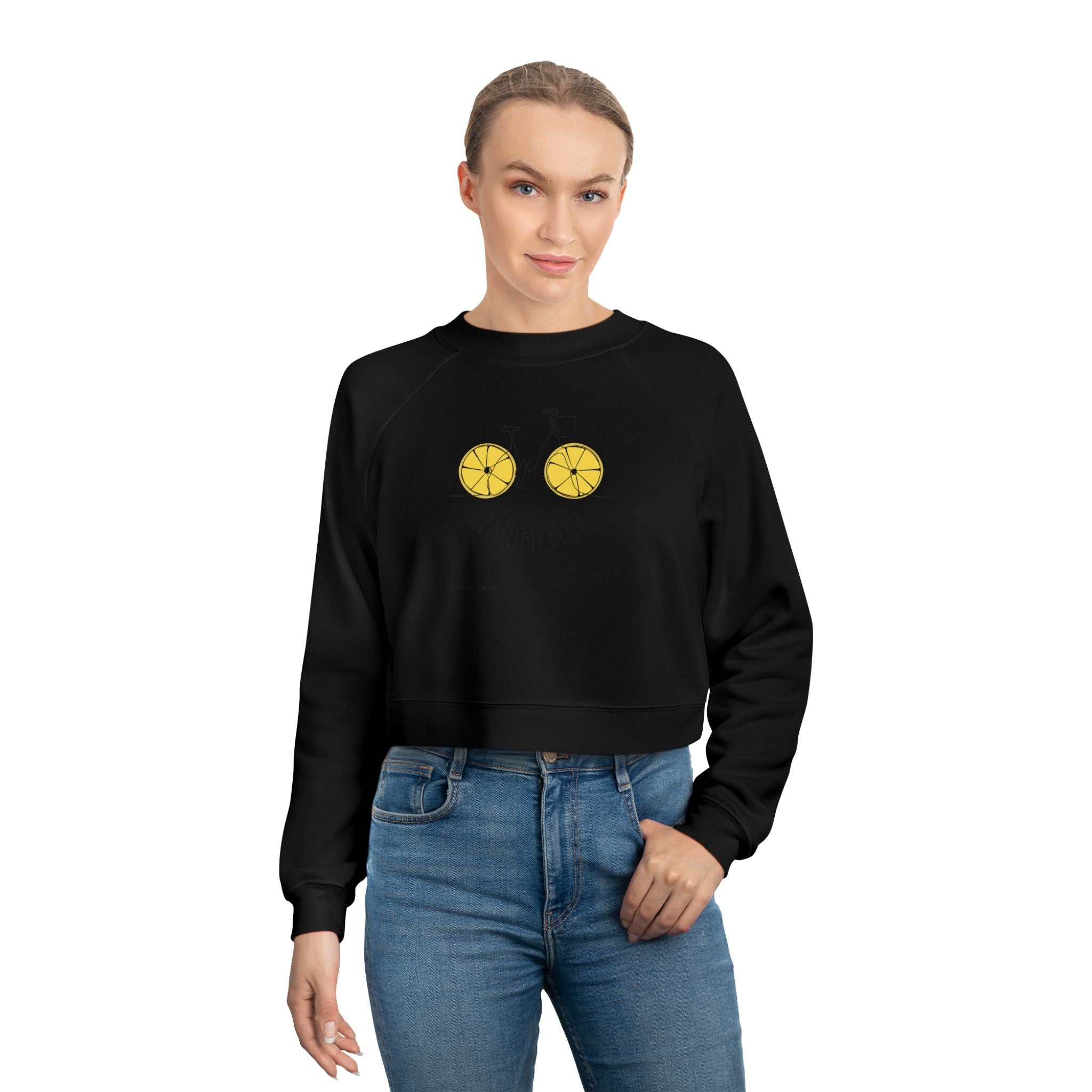 Lemon Eyes smiley Pullover | cropped fleece black