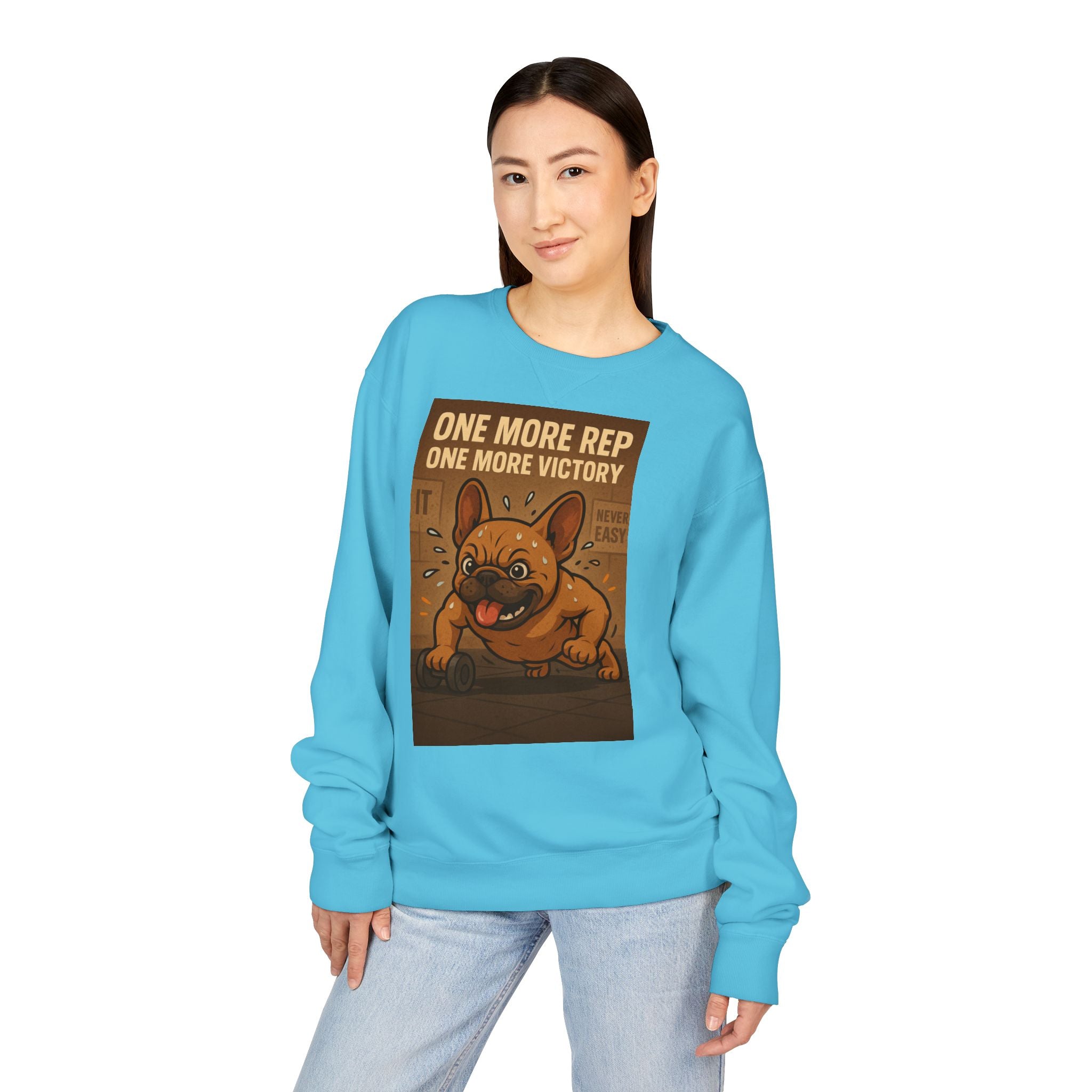 French Bulldog Gym Motivation Sweatshirt, Workout Apparel, Pet Lover Gift, Dog Owner Hoodie, Fitness Sweater, Cute Frenchie Jumper