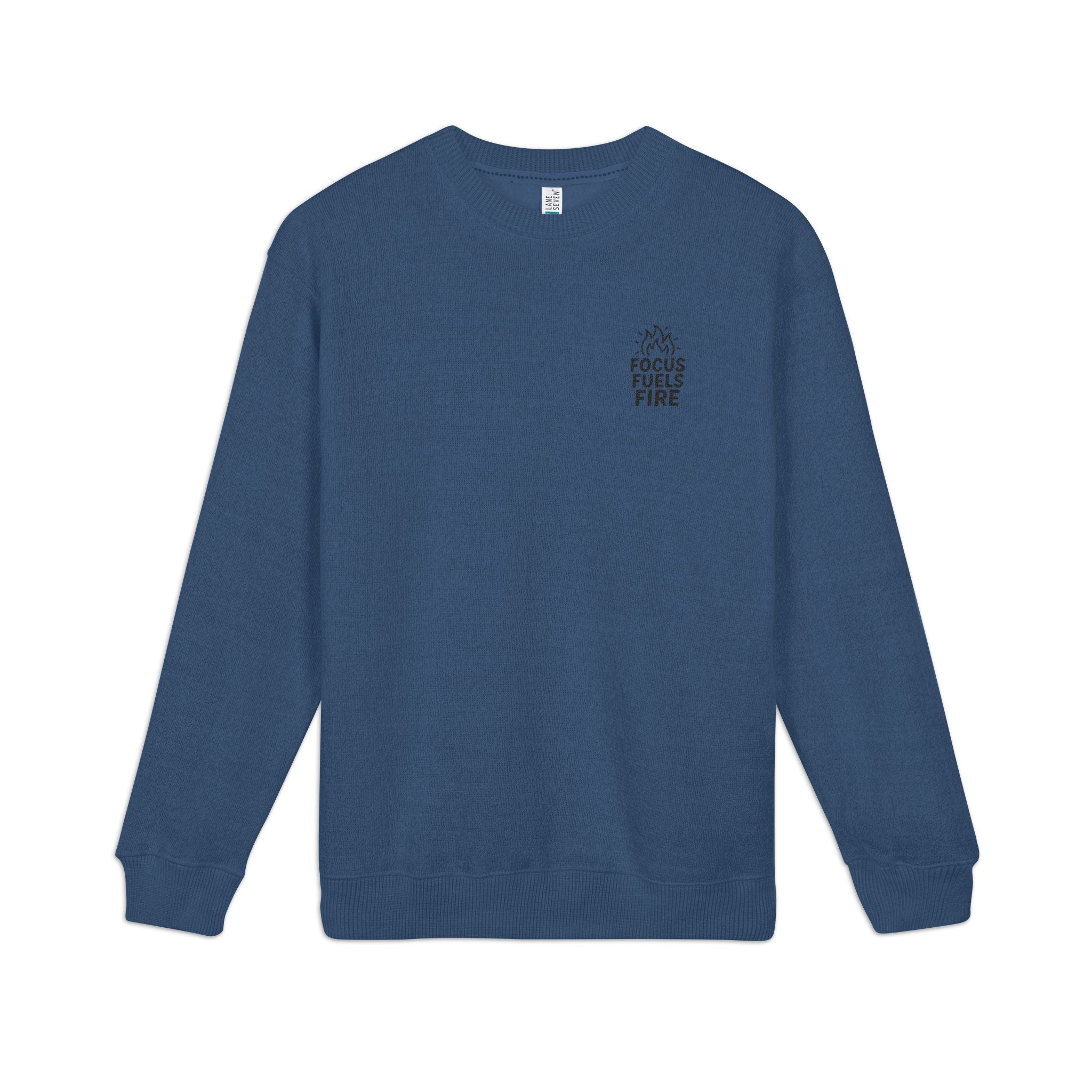 Nantucket Embroidered Crewneck Sweatshirt "Focus Fuels Fire."
