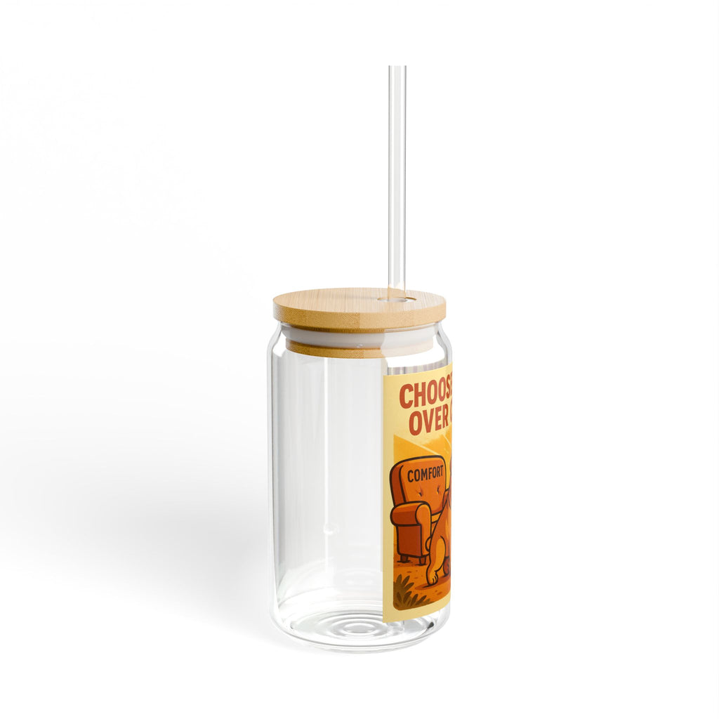 Choose Growth Over Comfort Sipper Glass 16oz Motivational Drink Jar with Straw