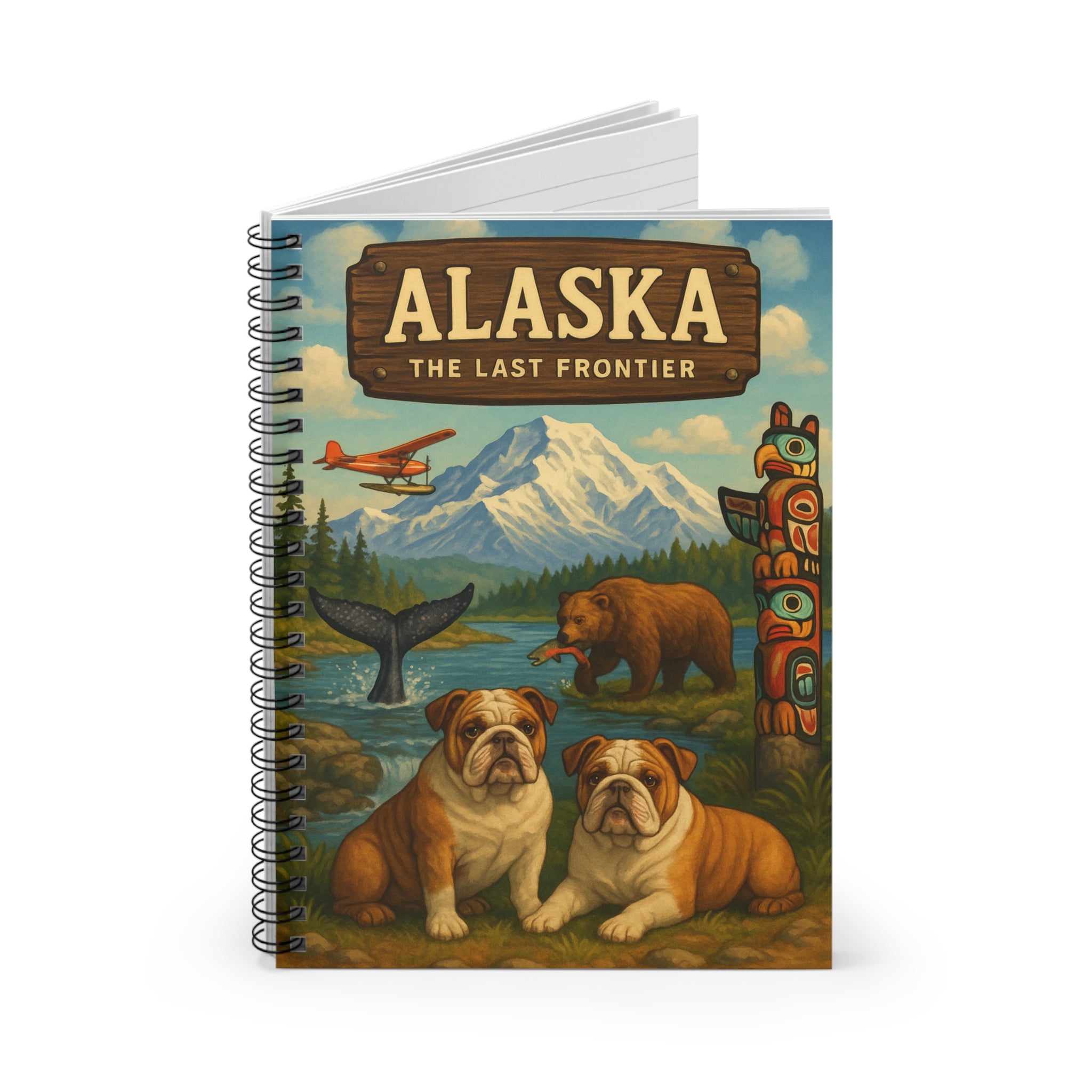 Alaska Adventure Spiral Notebook - Perfect for Travel Journaling, Gift for Nature Lovers, Cute Dog Design, Ruled Pages, Creative Writing