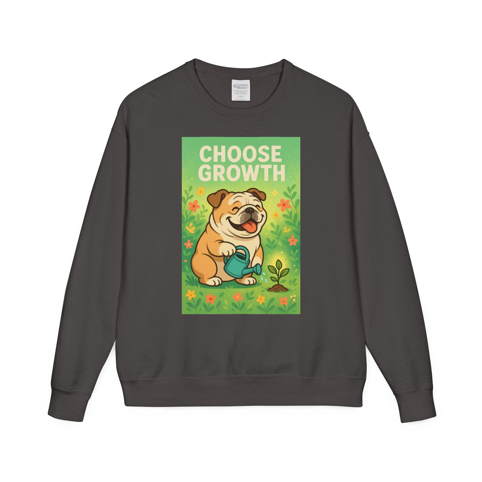Choose Growth English Bulldog Sweatshirt, Cute Dog Sweater, Positive Vibe Apparel, Gift for Dog Lovers, Cozy Crewneck