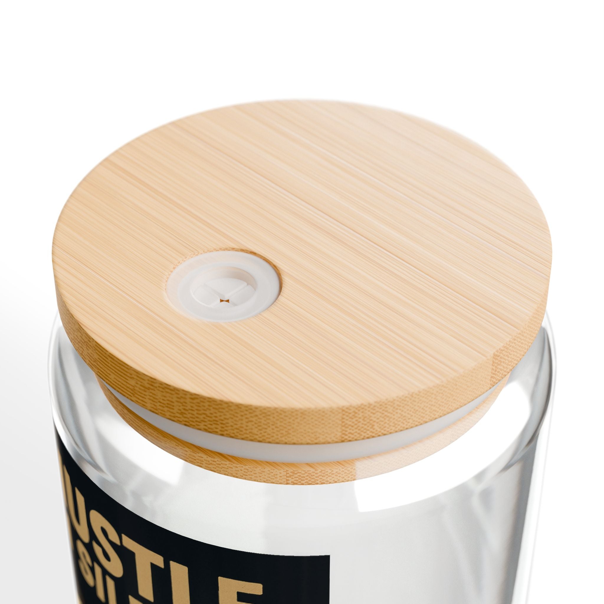 Hustle in Silence Bulldog Sipper Glass 16oz Motivational Drink Jar