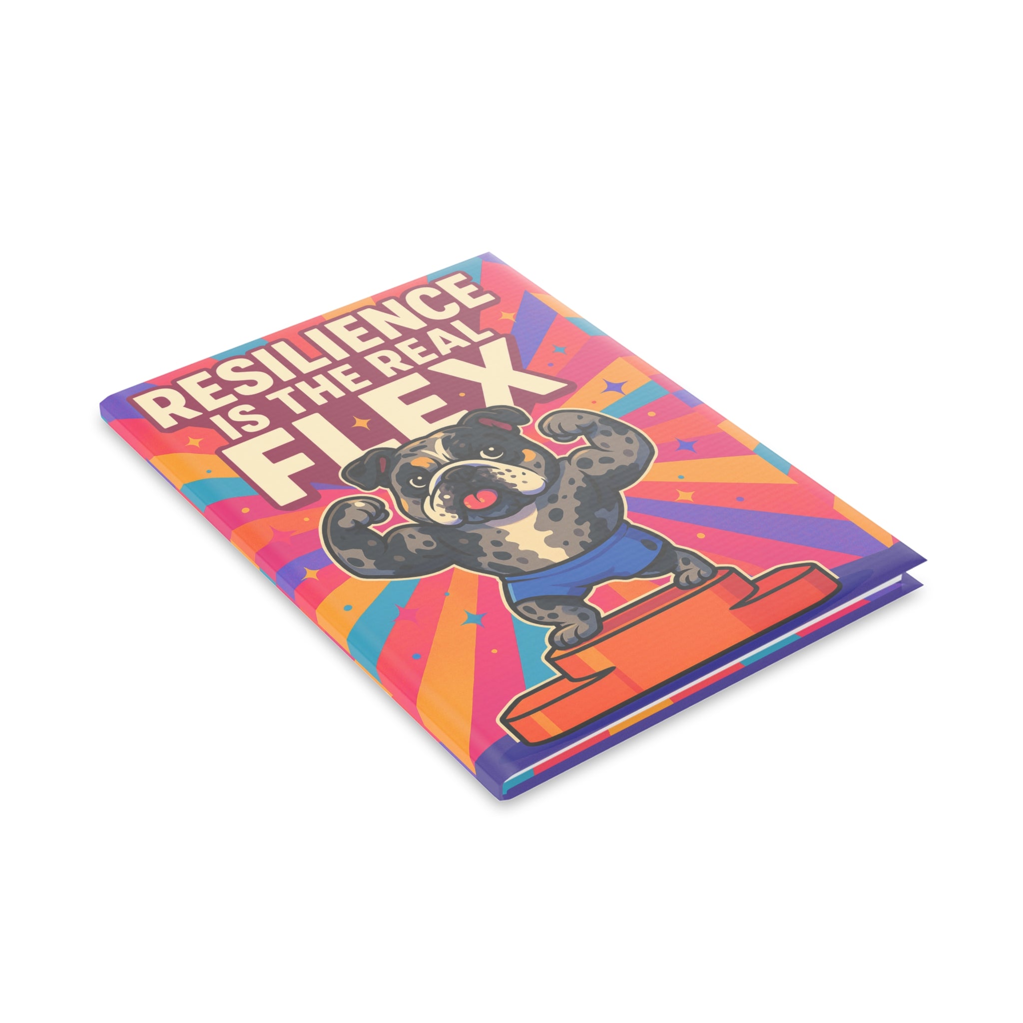 Resilience is the Real Flex Notebook, Motivational Journal, Empowering Gifts for Dog Lovers, Cute Pet Stationery, Vibrant Office Decor