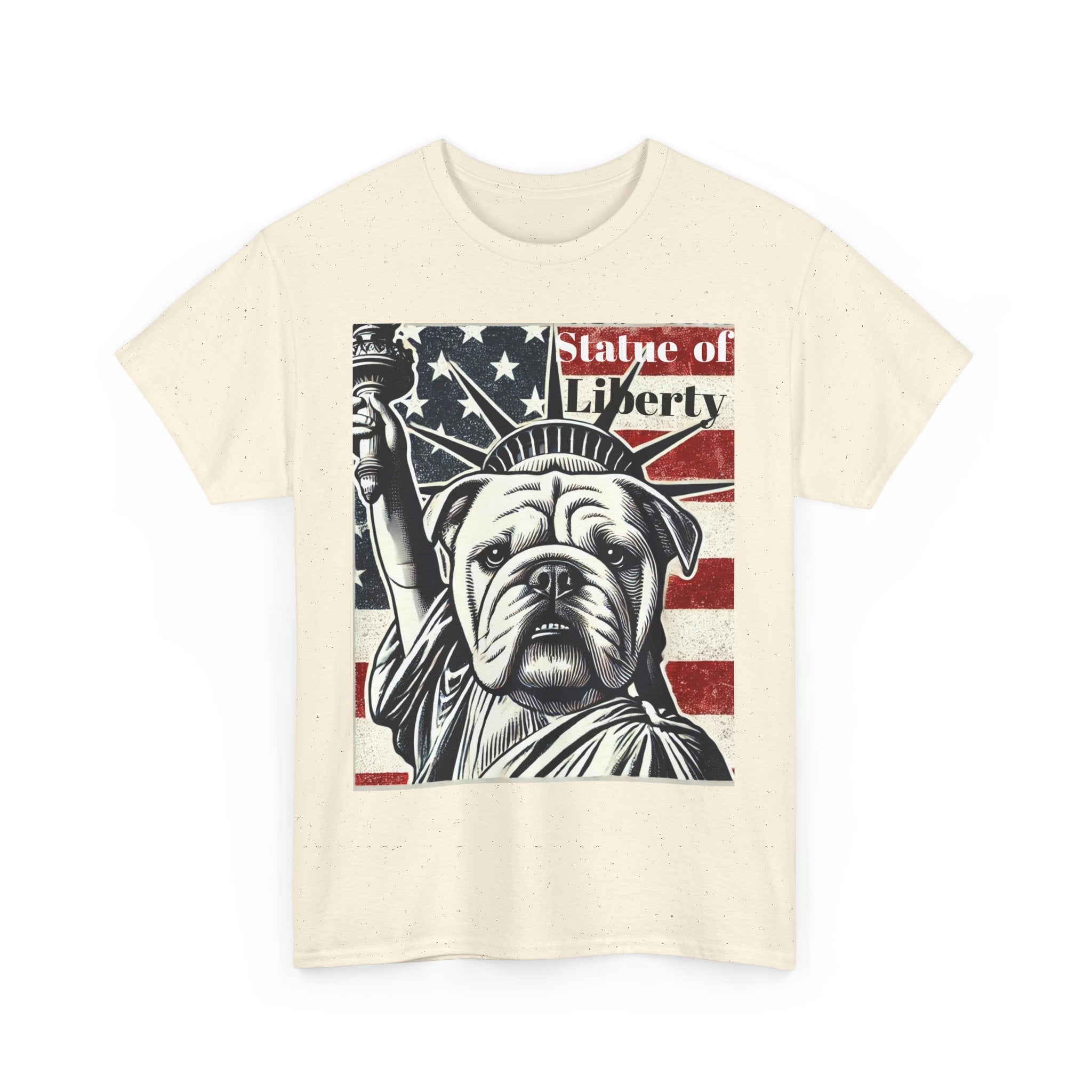 Patriotic Bulldog Tee - Statue of Liberty Design