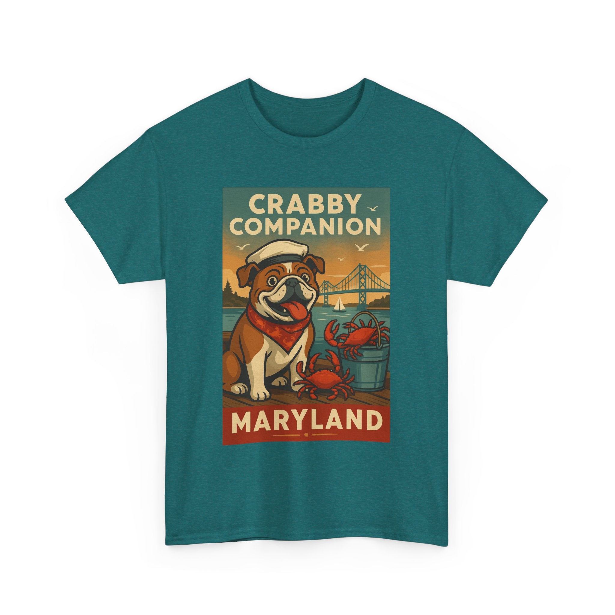 Crabby Maryland Companion Unisex Heavy Cotton Tee Fun Coastal Pet Design