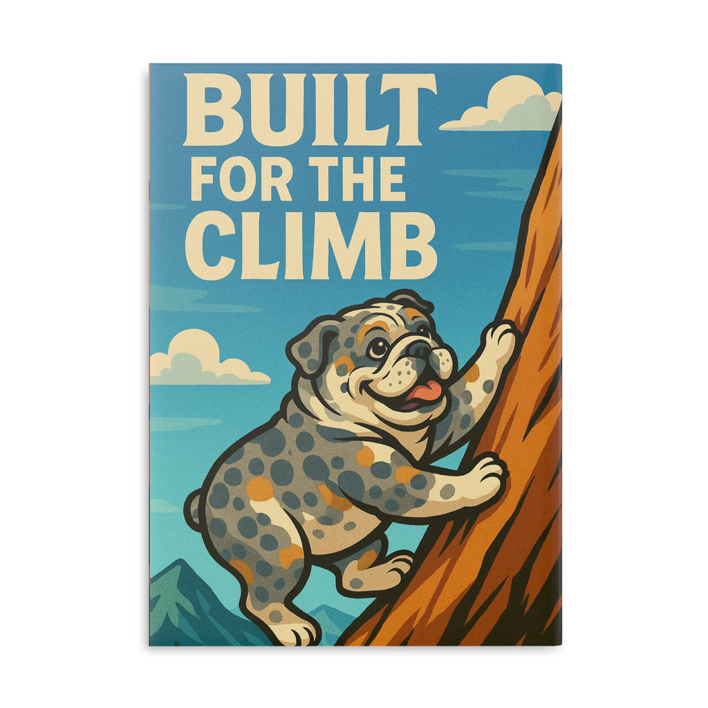 Bulldog Climbing Hardcover Notebook | Cute Dog Journal, Gift for Dog Lovers, Hiking Journal, Unique Stationery, Office Supplies