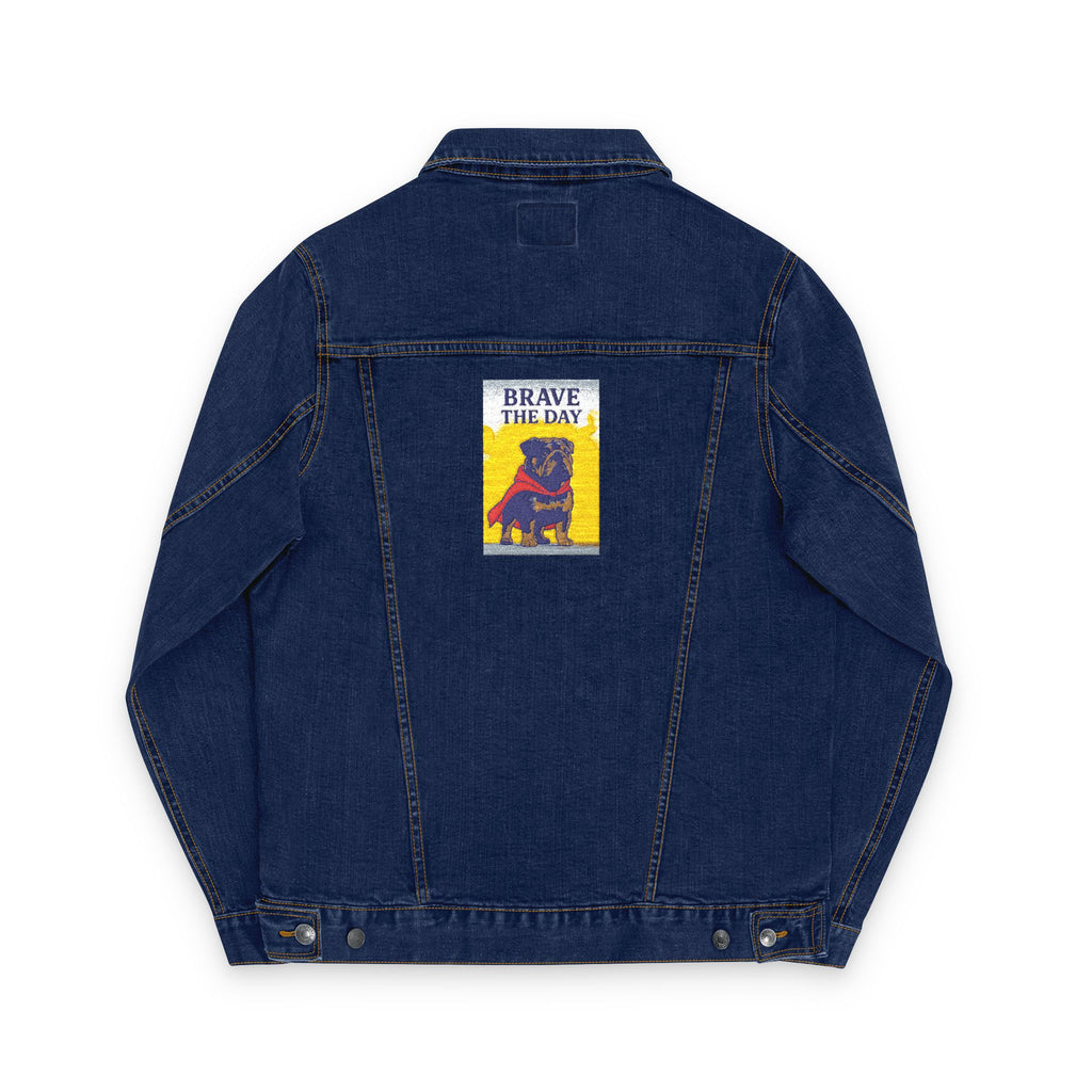 Embroidered Brave The Day Unisex Denim Jacket - Brave & Free Design, Stylish Outerwear, Spring Fashion, Gift for Him/Her, Casual Wear, Jacket with Meaning